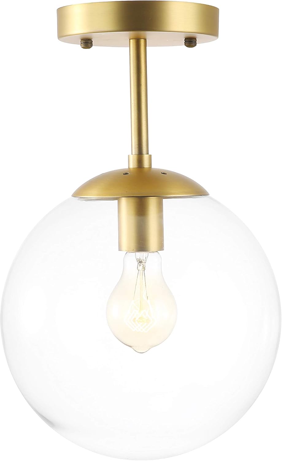 Light Society Zeno Globe Semi Flush Mount Ceiling Light, Clear Glass with Brass Finish, Contemporary Mid Century Modern Style Lighting Fixture (LS-C176-BRS-CLR)