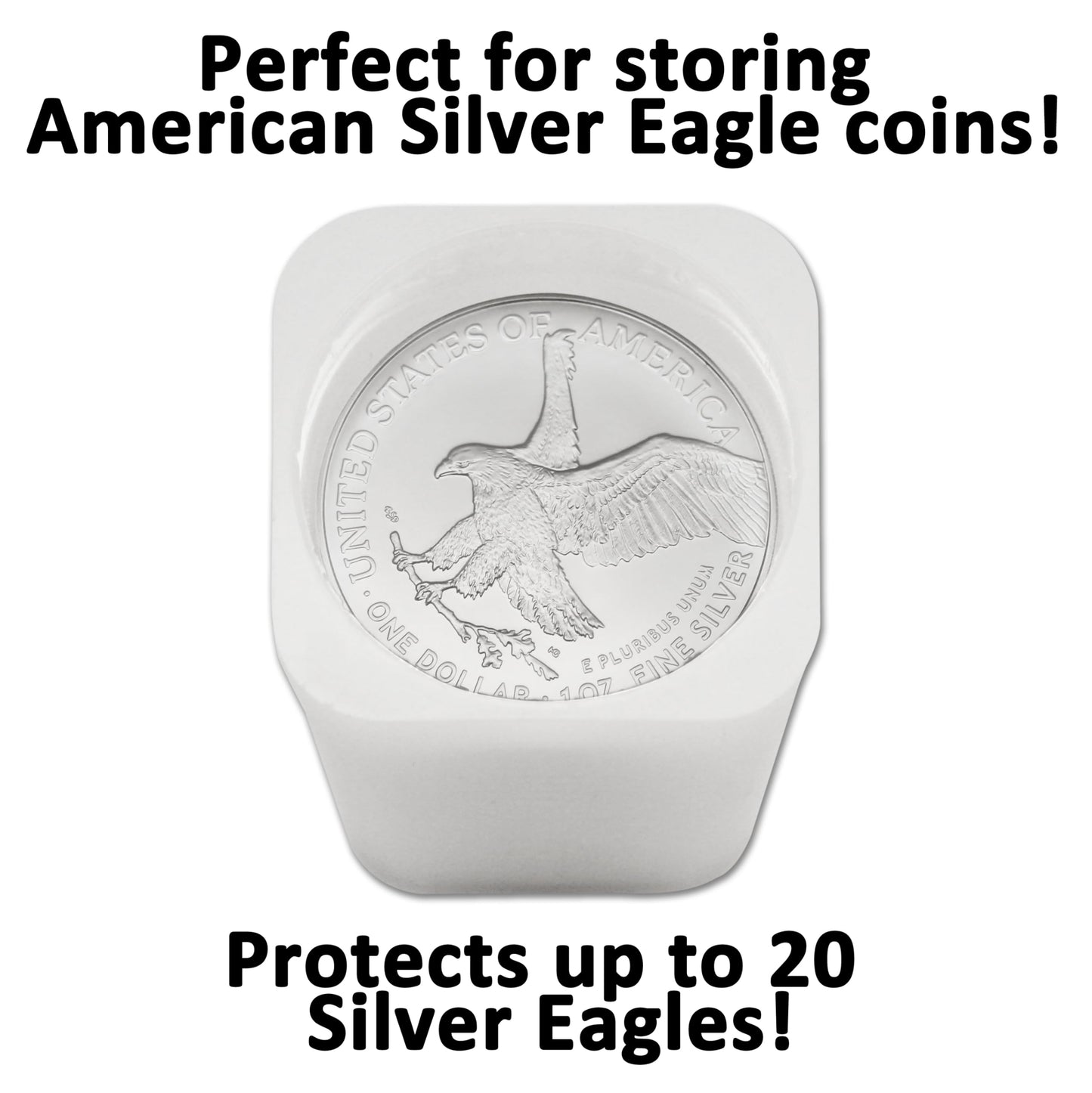 Empty American Silver Eagle Coin Tube - Fits (20) 1 oz Coins (not Included) - Secure Storage Solution