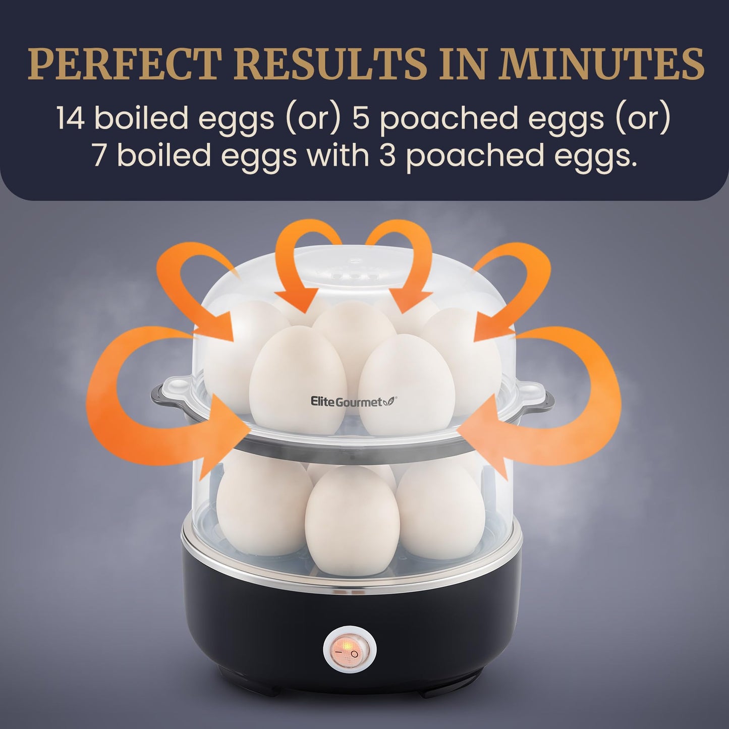 Elite Gourmet EGC115B Easy Egg Cooker Electric 7-Egg Capacity, Soft, Medium, Hard-Boiled Egg Cooker with Auto Shut-Off, Measuring Cup Included, BPA Free, Classic Black