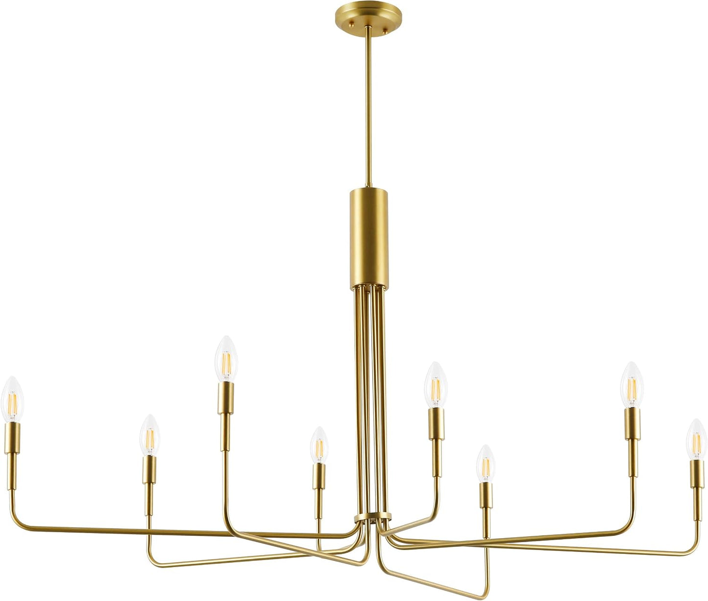 Light Society Bella 8-Light Candelabra Chandelier, Brushed Brass Finish, Contemporary Mid Century Modern Style Lighting Fixture
