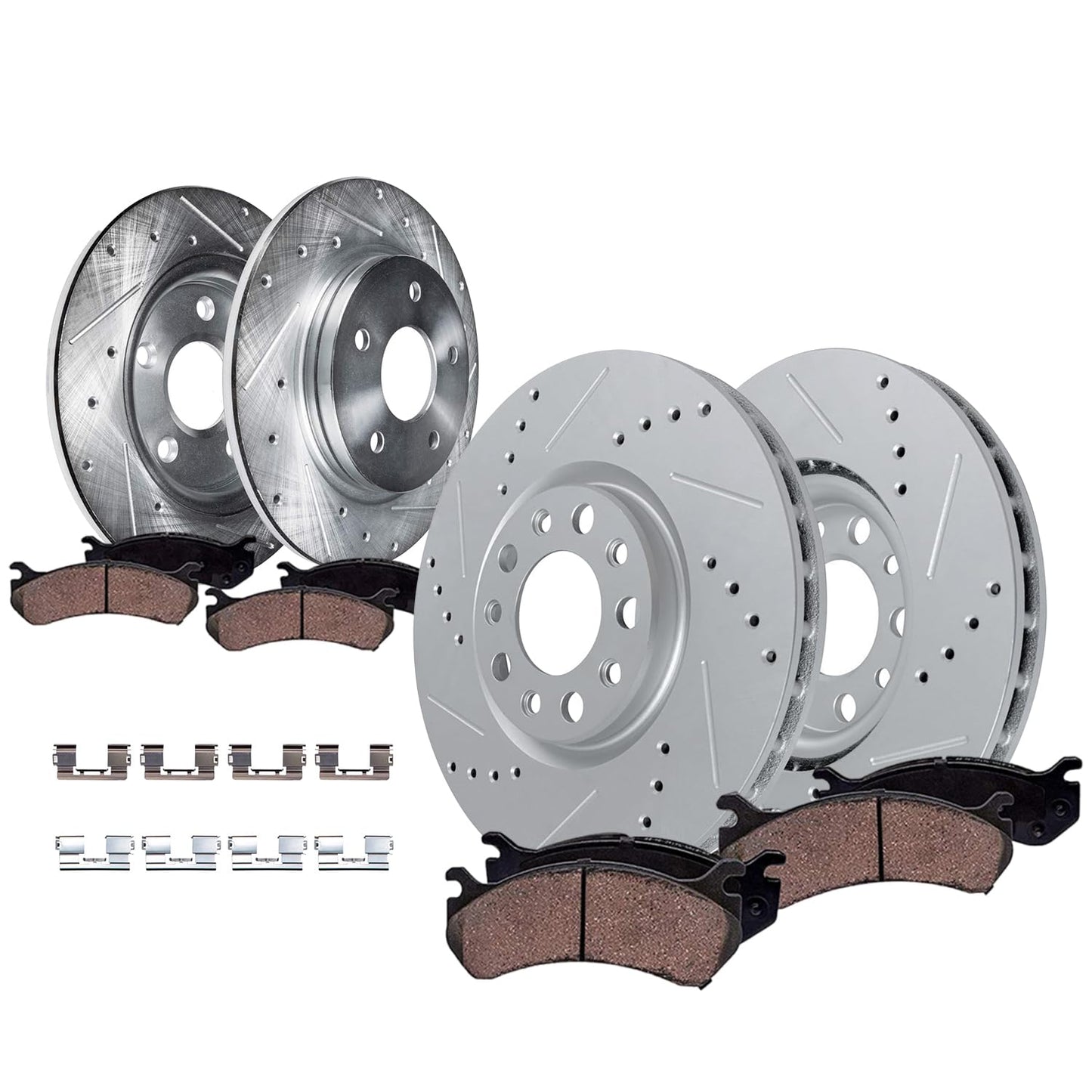 Detroit Axle - 4WD Brake Kit for 2012-2022 Ford F-250 Super Duty 2013-2022 F-350 Super Duty, 14.29" inch Front Rear Drilled Slotted Brake Rotors Ceramic Brakes Pads Replacement