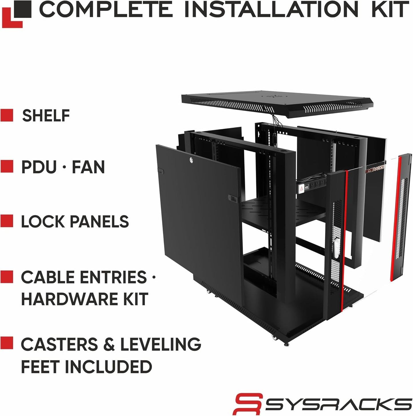 12U Server Rack Cabinet 35" Deep, Pre-Configured Network Enclosure on Wheels with PDU, Fan & Shelf, Lockable IT Rack for Small Business, Office & AV Equipment
