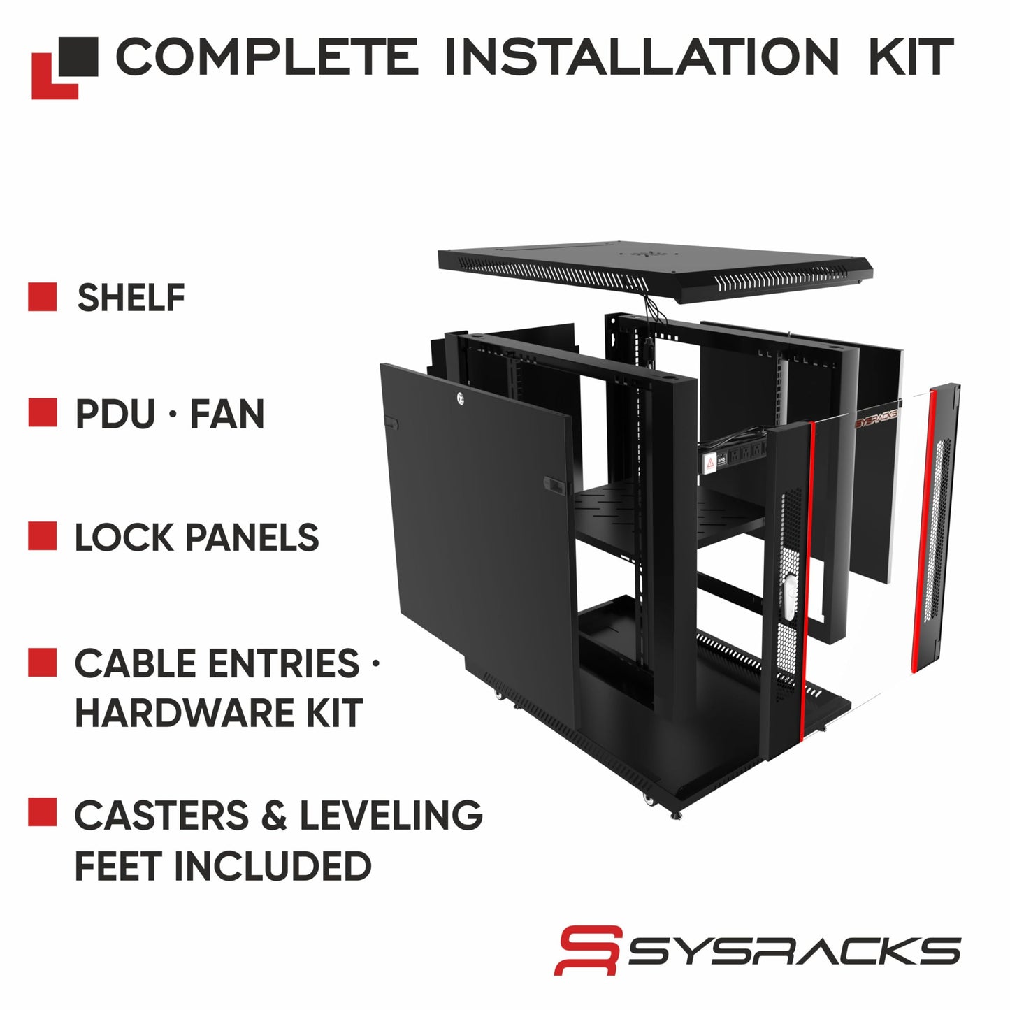 12U Server Rack Cabinet 35" Deep, Pre-Configured Network Enclosure on Wheels with PDU, Fan & Shelf, Lockable IT Rack for Small Business, Office & AV Equipment