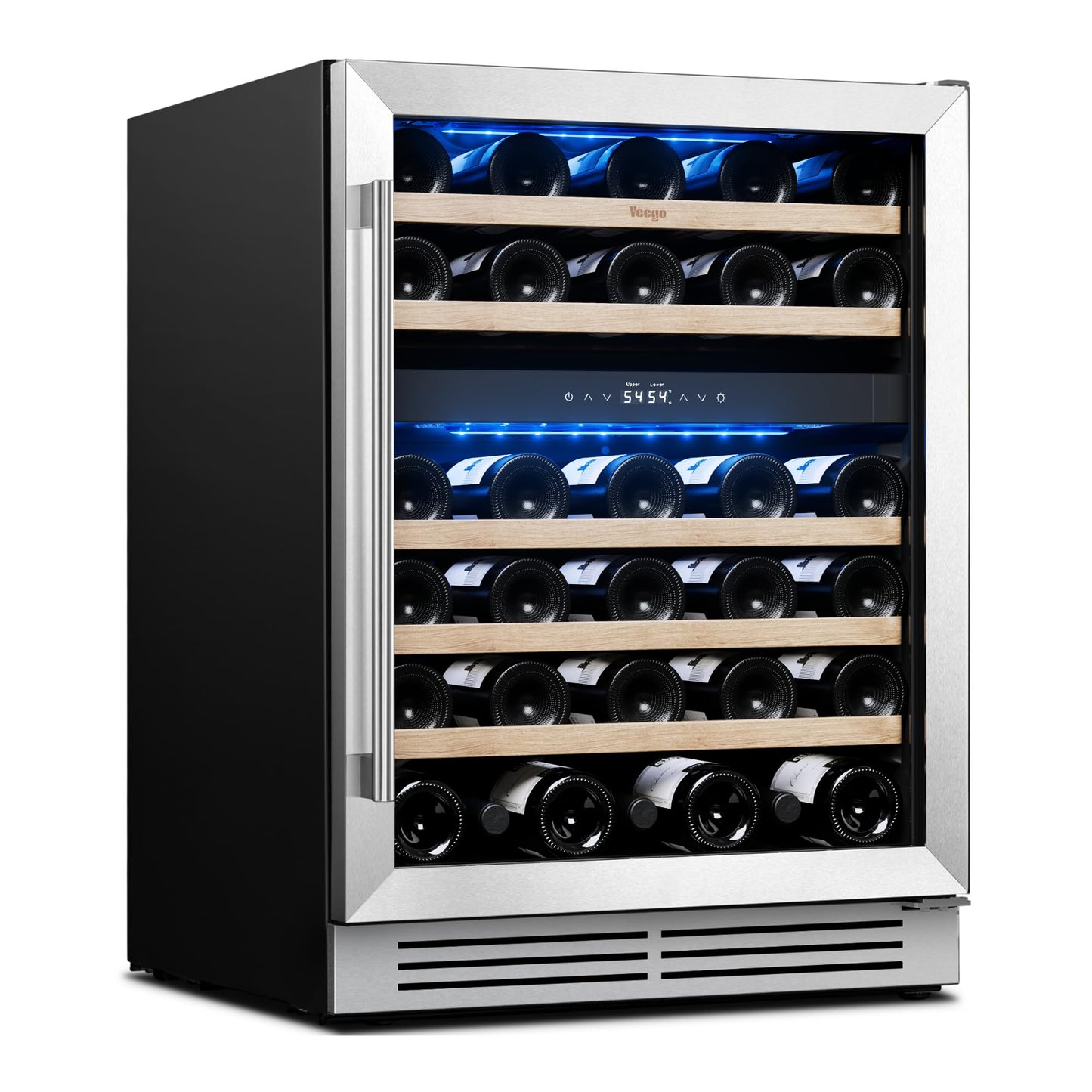 Yeego Wine Fridge Cooler - 15 Inch Dual Zone Wine Fridge Hold 28 Bottles, 40-65°F Wine Refrigerator Glass Door, Built in, Freestanding Under Counter Fridge for Beer Soda Drink Home Bar Office