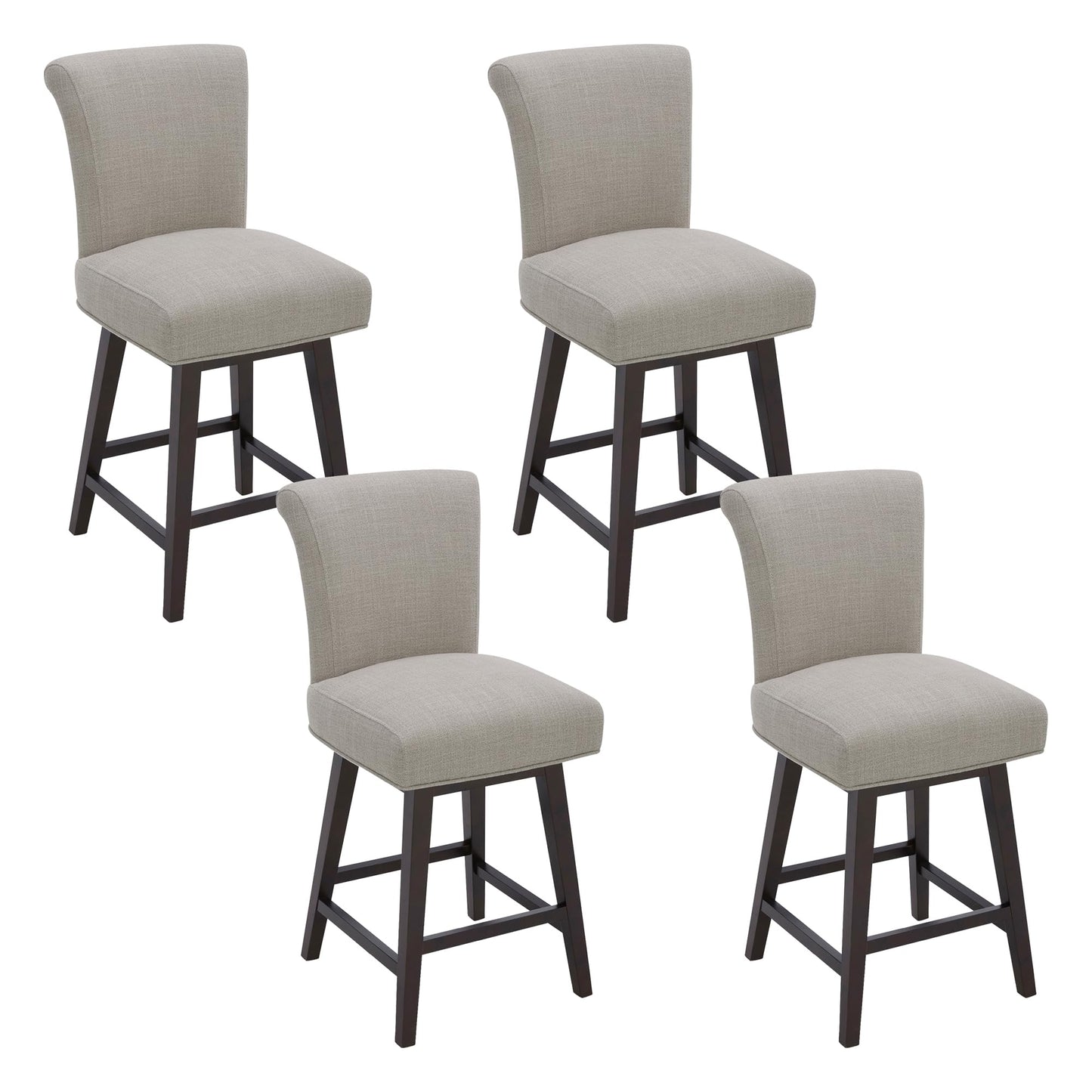 CHITA 30 Inch Counter Height Swivel Bar Stools Set of 2, FSC Certified Modern Upholstered Faux Leather Swivel Barstool Chairs with Back, Black