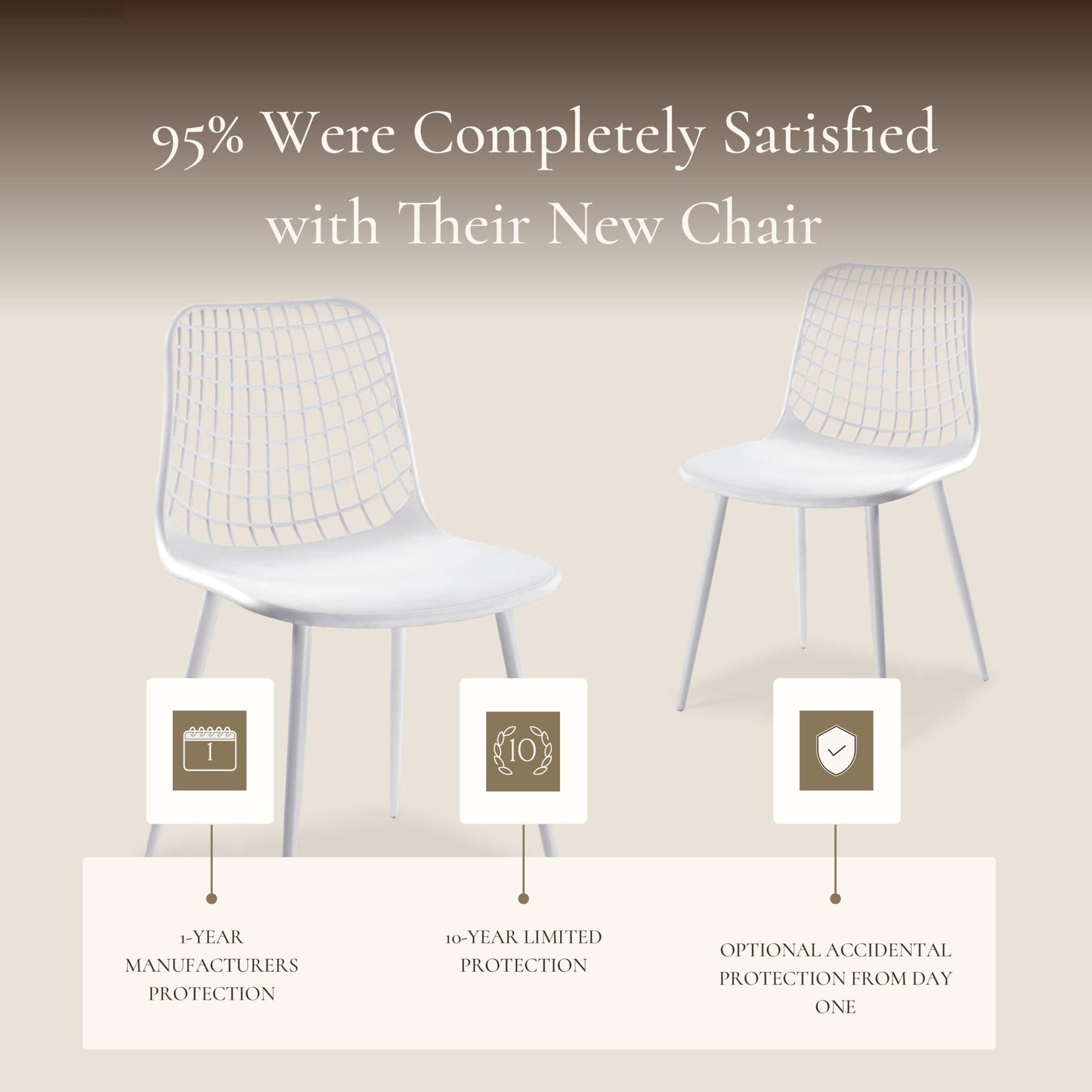POLY & BARK Isla Modern Dining Chairs Set of 4 – Mid Century Modern Plastic Dining Chair with Metal Legs – Kitchen & Dining Room Chairs – Indoor/Outdoor – White