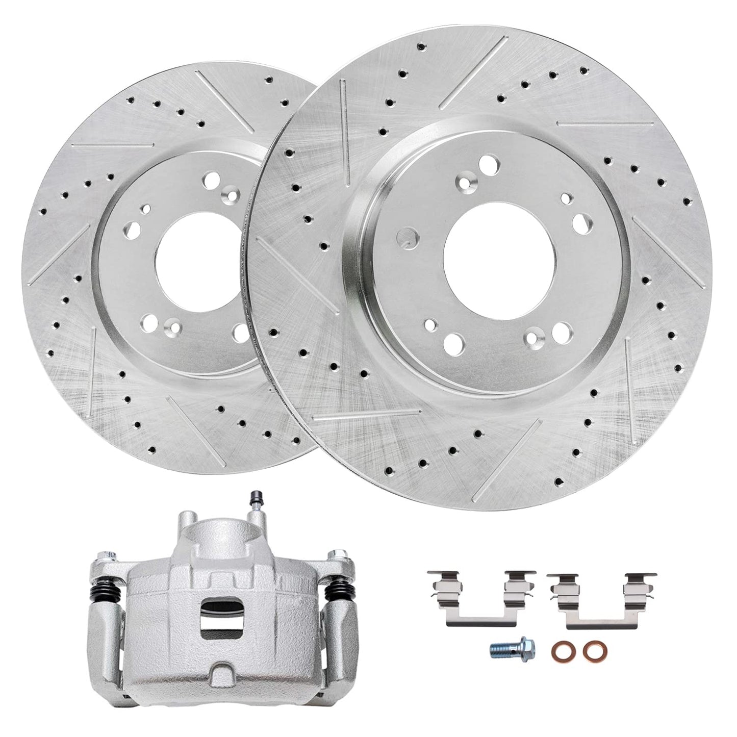 Detroit Axle - Front Brake Kit for Chevy GMC Silverado Sierra 2500HD 3500, Avalanche 2500, Sierra 3500HD, Express Savana 3500 4500 Drilled Disc Brakes Rotors Ceramic Brake Pads Replacement:12.8" inch
