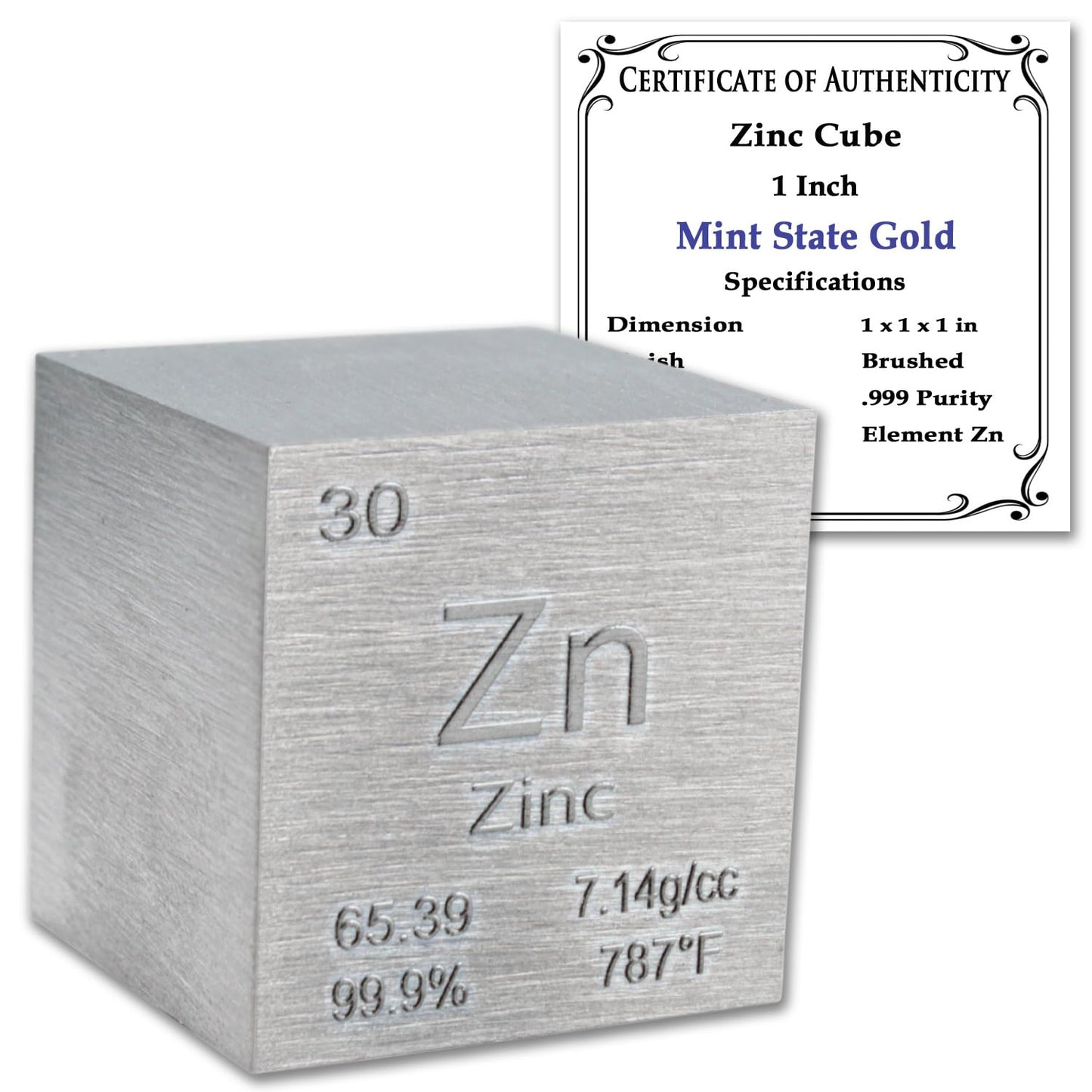 99.95% Pure 1" Inch Copper Cube - Element Design with Certificate of Authenticity