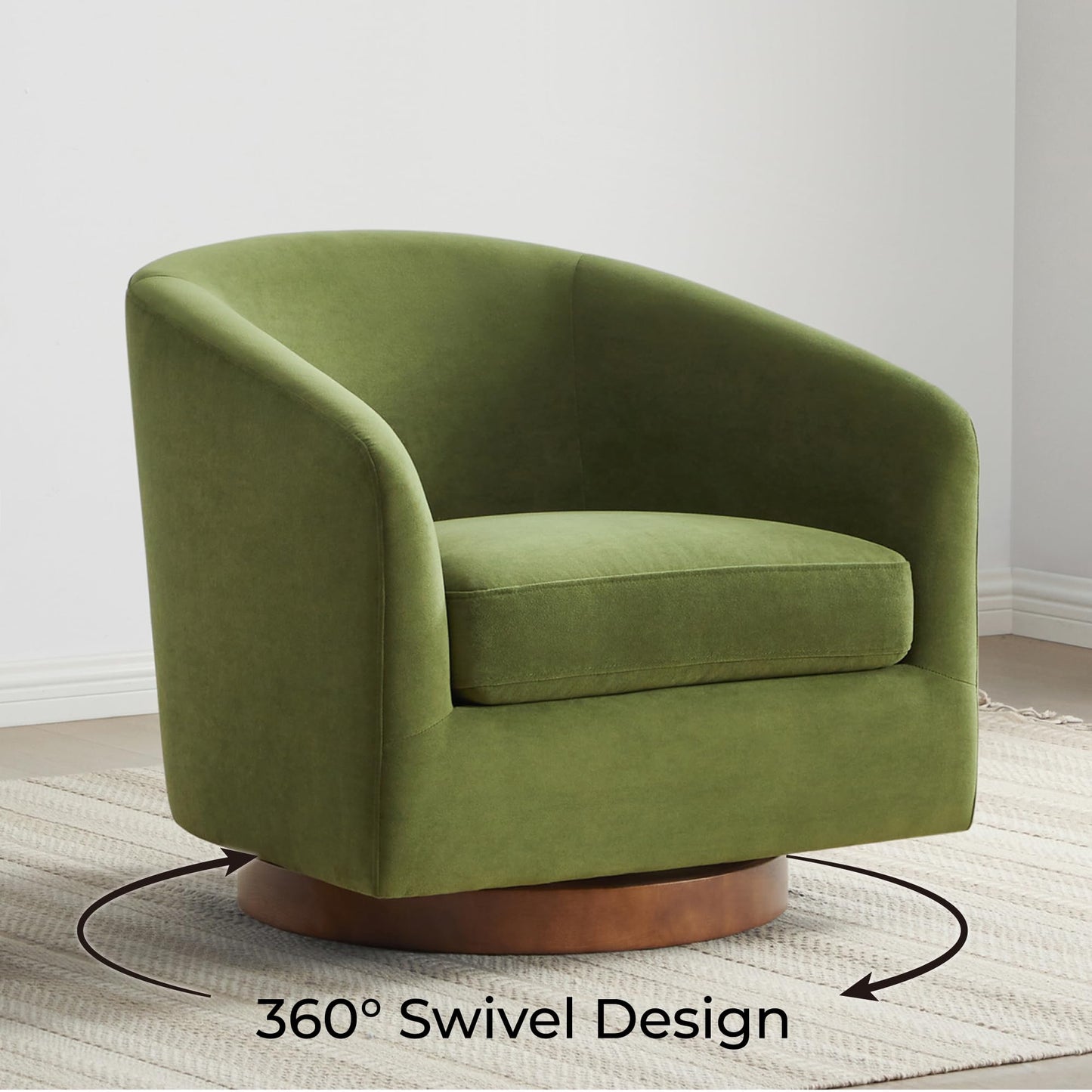 CHITA Swivel Accent Chair Set of 2, Fully Assembled Fabric Barrel Armchair with FSC Certified Upholstered for Living Room, Bedroom and Office, Flax Beige