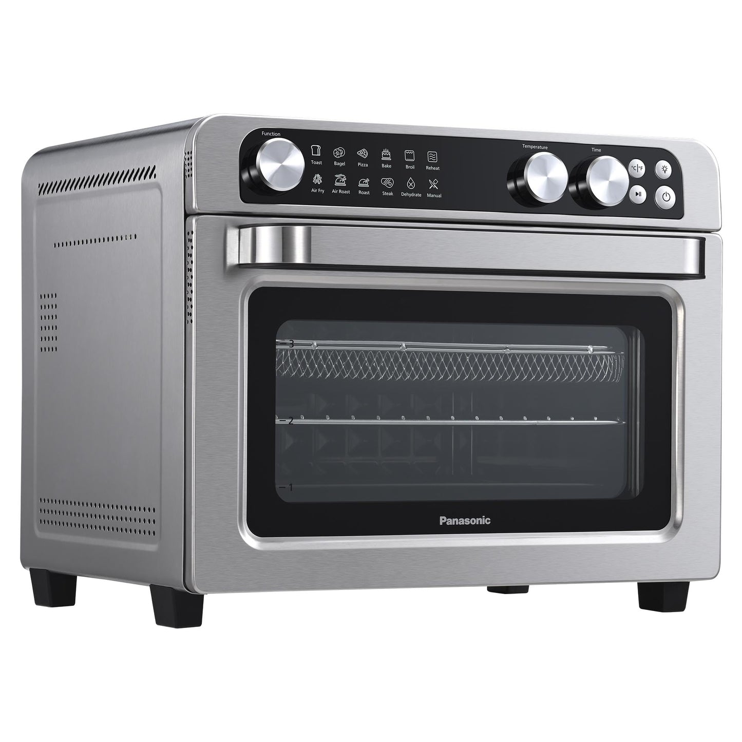 Panasonic FlashXpress Toaster Oven Countertop, 4-Slice Small Toaster Oven Compact Size with Double Infrared Heating, 6 Auto Cook Options and Precise Temperature Control, 1300W - NB-G110P (Silver)