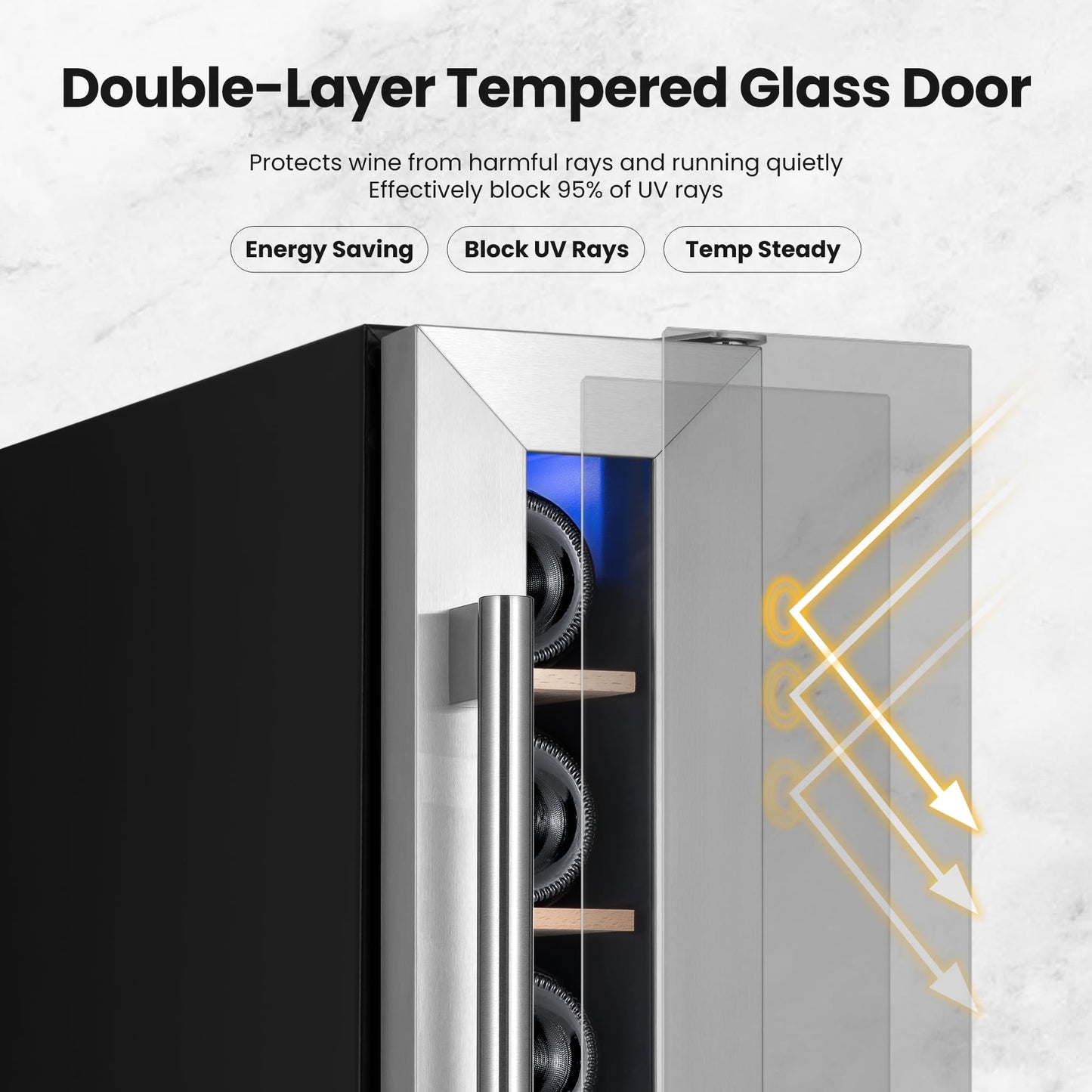 Yeego Wine Fridge Cooler - 24 Inch Dual Zone Wine Fridge Hold 52 Bottles, 40-65°F Wine Refrigerator Glass Door, Built in Fridge, Freestanding Adjustable Shelves Fridge for Beer Soda Drink Home Bar