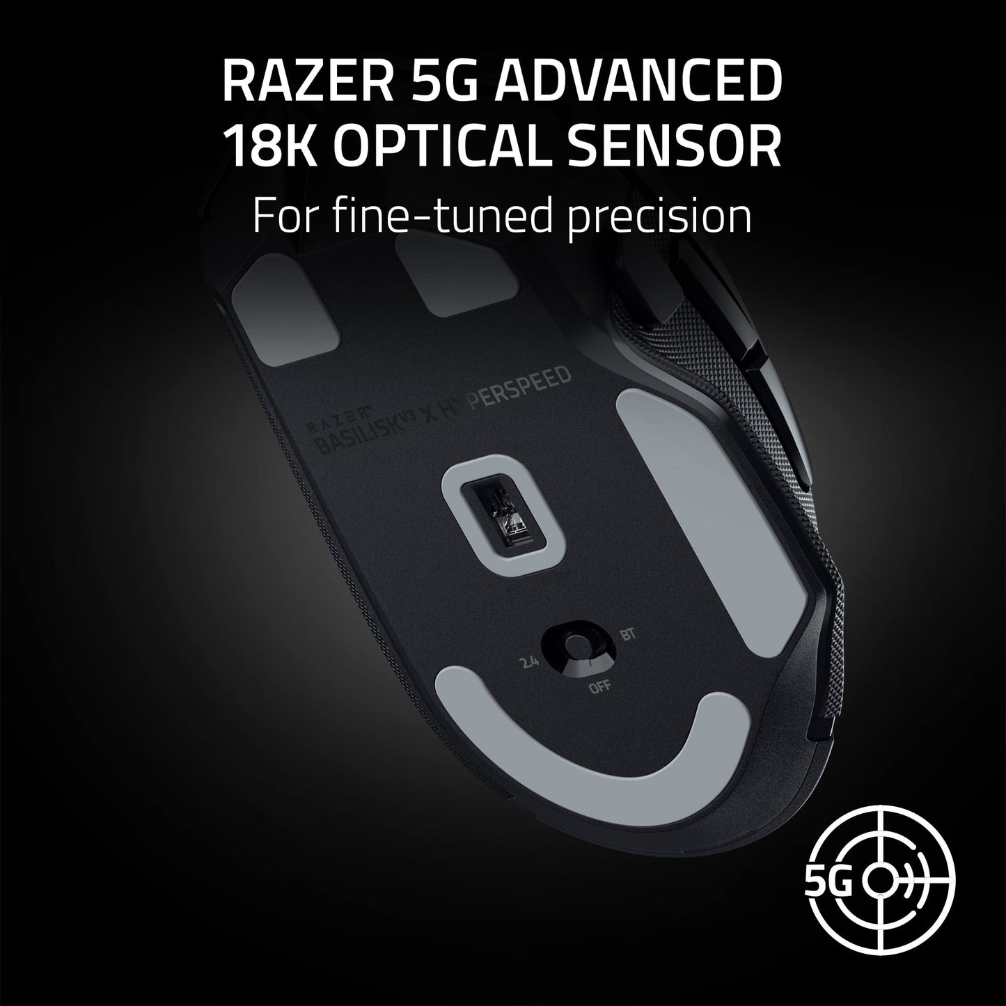 Razer Basilisk V3 X HyperSpeed Customizable Wireless Gaming Mouse: Mechanical Switches Gen-2-5G Advanced 18K Optical Sensor - Chroma RGB - 9 Programmable Controls - 285 Hr Battery - Classic Black