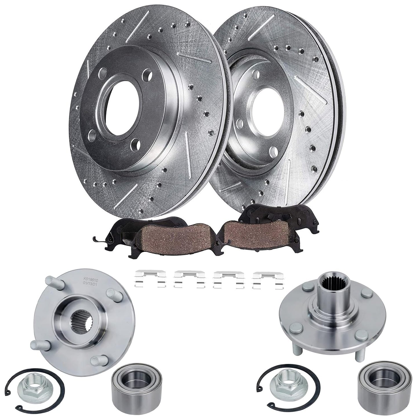 Detroit Axle - Rear Brake Kit for 1999-2006 Chevy GMC Sierra Silverado 1500, 00-01 Tahoe Yukon, 03-05 Astro Safari Replacement Drilled Slotted Disc Brake Rotors Ceramic Brakes Pads: 12.78" inch Rotor