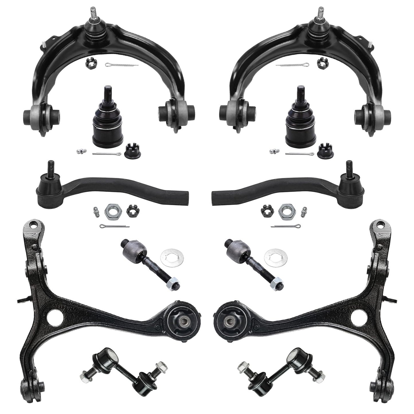 Detroit Axle - 12pc Front End Kit for 07-13 Chevy Silverado 1500 GMC Sierra | Suburban Yukon XL 1500 Tahoe Escalade ESV EXT, 2 Upper Control Arms 2 Sway Bars 4 Tie Rods 2 Lower Ball Joints 2 Boots