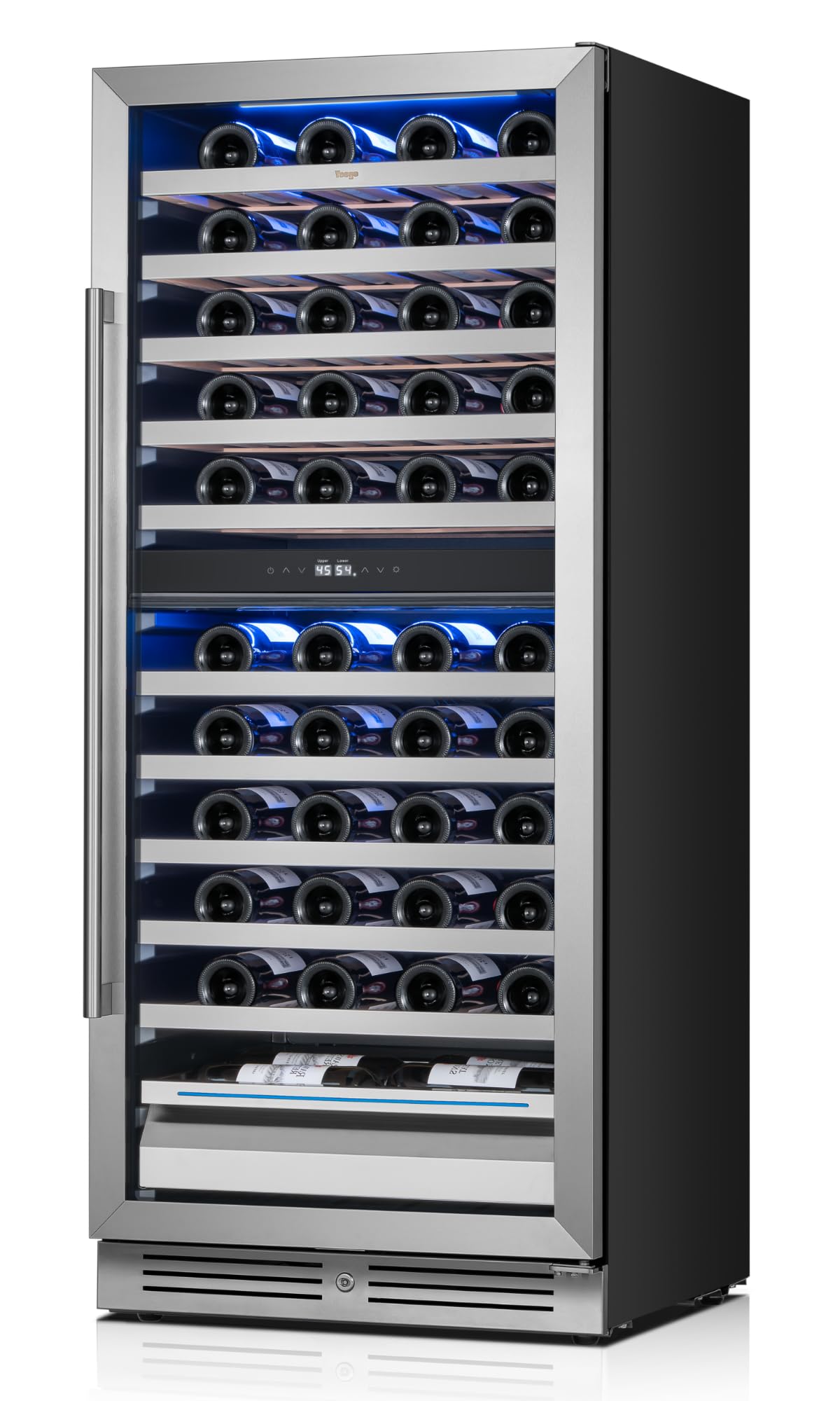 Yeego Wine Fridge Cooler - 24 Inch Dual Zone Wine Fridge Hold 52 Bottles, 40-65°F Wine Refrigerator Glass Door, Built in Fridge, Freestanding Adjustable Shelves Fridge for Beer Soda Drink Home Bar