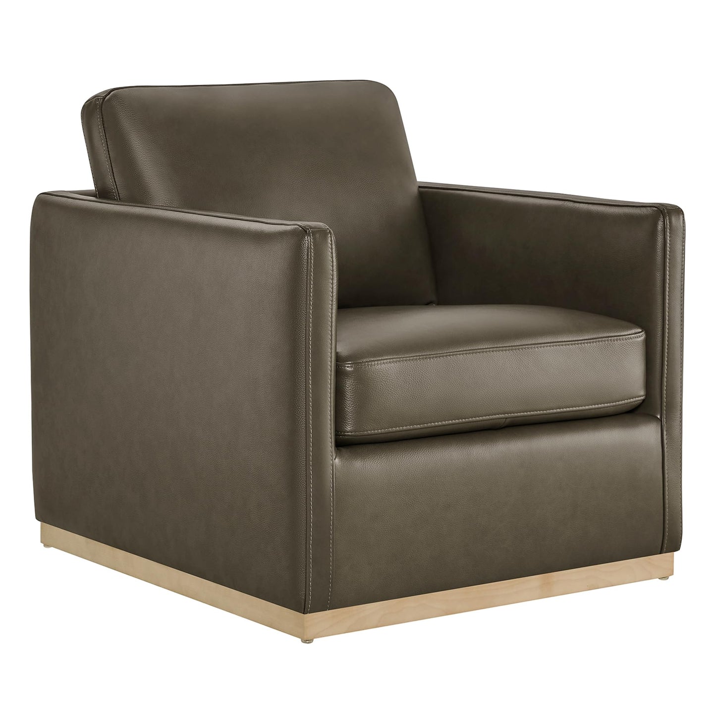 CHITA Genuine Leather Swivel Accent Chair, FSC Certified Mid Century Modern Arm Chair for Living Room and Bedroom, Fully Assembled, Saddle