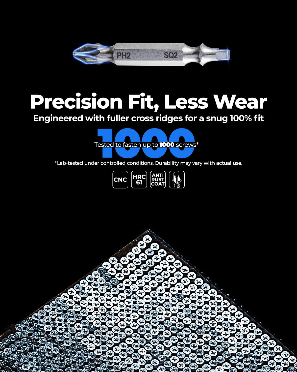 toolant 2 Inch Phillips Bit#2 Magnetic Anti Slip Impact Screwdriver Bits Set(10Pack)