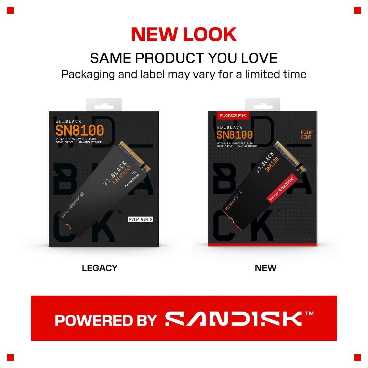 WD_Black SN8100 4TB NVMe SSD - PCIe 5.0x4, M.2 2280, Up to 14,900MB/s Read Speed, up to 11,000MB/s Write Speed, Best for AI Applications, Gaming, and Video Editing - WDS400T1X0M