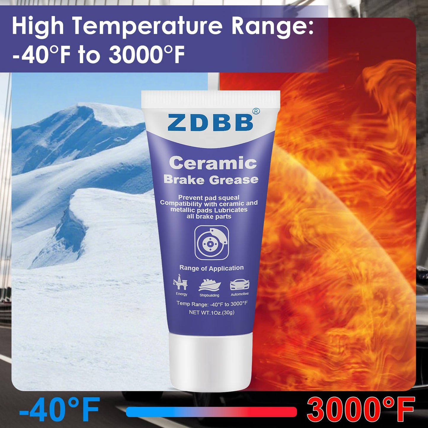 ZDBB Brake Silicone Grease Brake Caliper Guide Pin Lubricant High Temperature Caliper & Pad Lube, Waterproof, Safe for Rubber O-Rings Automotive Grease for Quiet & Smooth Braking 1oz (1-Pack)