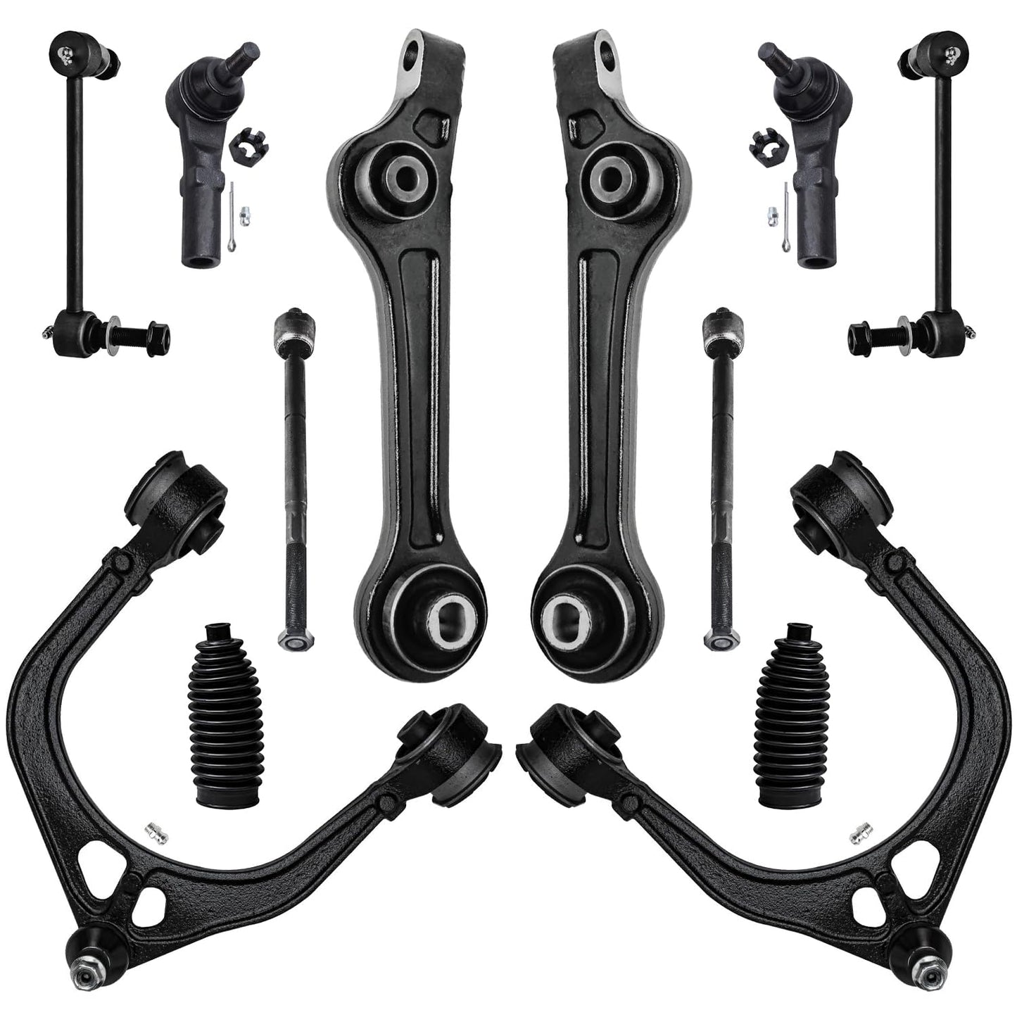 Detroit Axle - 12pc Front End Kit for 07-13 Chevy Silverado 1500 GMC Sierra | Suburban Yukon XL 1500 Tahoe Escalade ESV EXT, 2 Upper Control Arms 2 Sway Bars 4 Tie Rods 2 Lower Ball Joints 2 Boots
