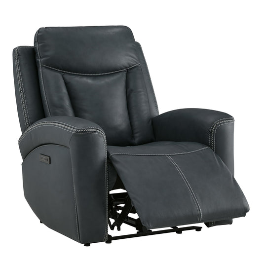 CHITA Genuine Leather Power Recliner Chair for Adults, Super Zero Gravity Recliner with Adjustable Power Headrest & USB/Type-C Ports, for Living Room, Bedroom & Home Theater, Light Gray