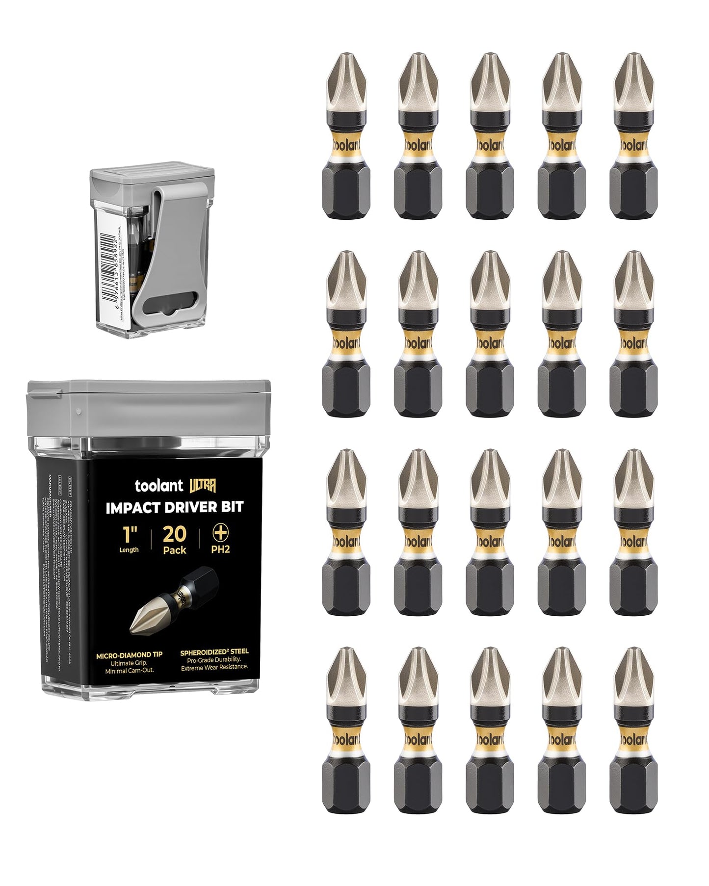 toolant Phillips Impact Screwdriver Bit Set 6 Inch PH2, 2 Pack Magnetic Anti Slip CNC Machined Tips Impact Steel X2 Driver Bit Set for Impact Driver