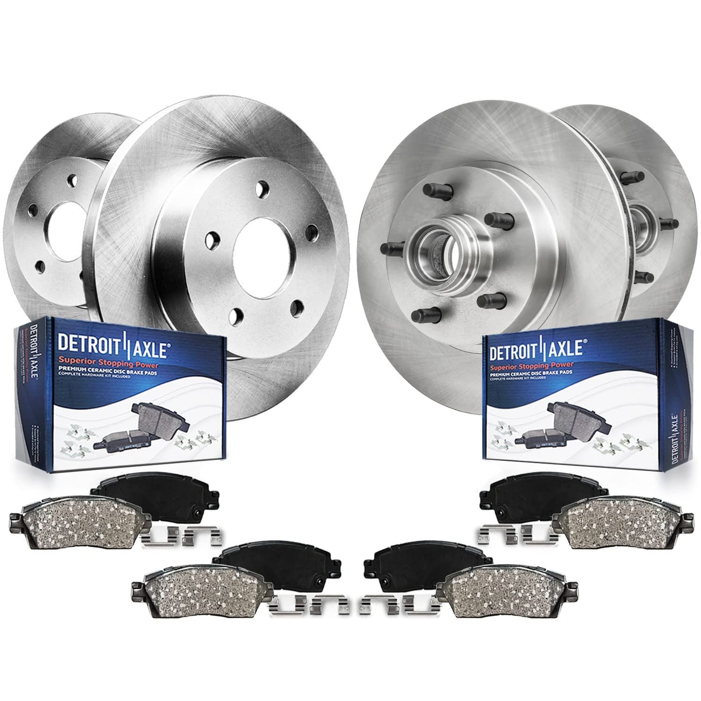 Detroit Axle - Brake Kit for 11-20 Toyota Sienna, 14-19 Highlander, 10-15 Lexus RX350 RX450h Disc Brake Rotors and Ceramic Brakes Pads Front and Rear Replacement : 12.91 in Front/12.17 in Rear Rotor