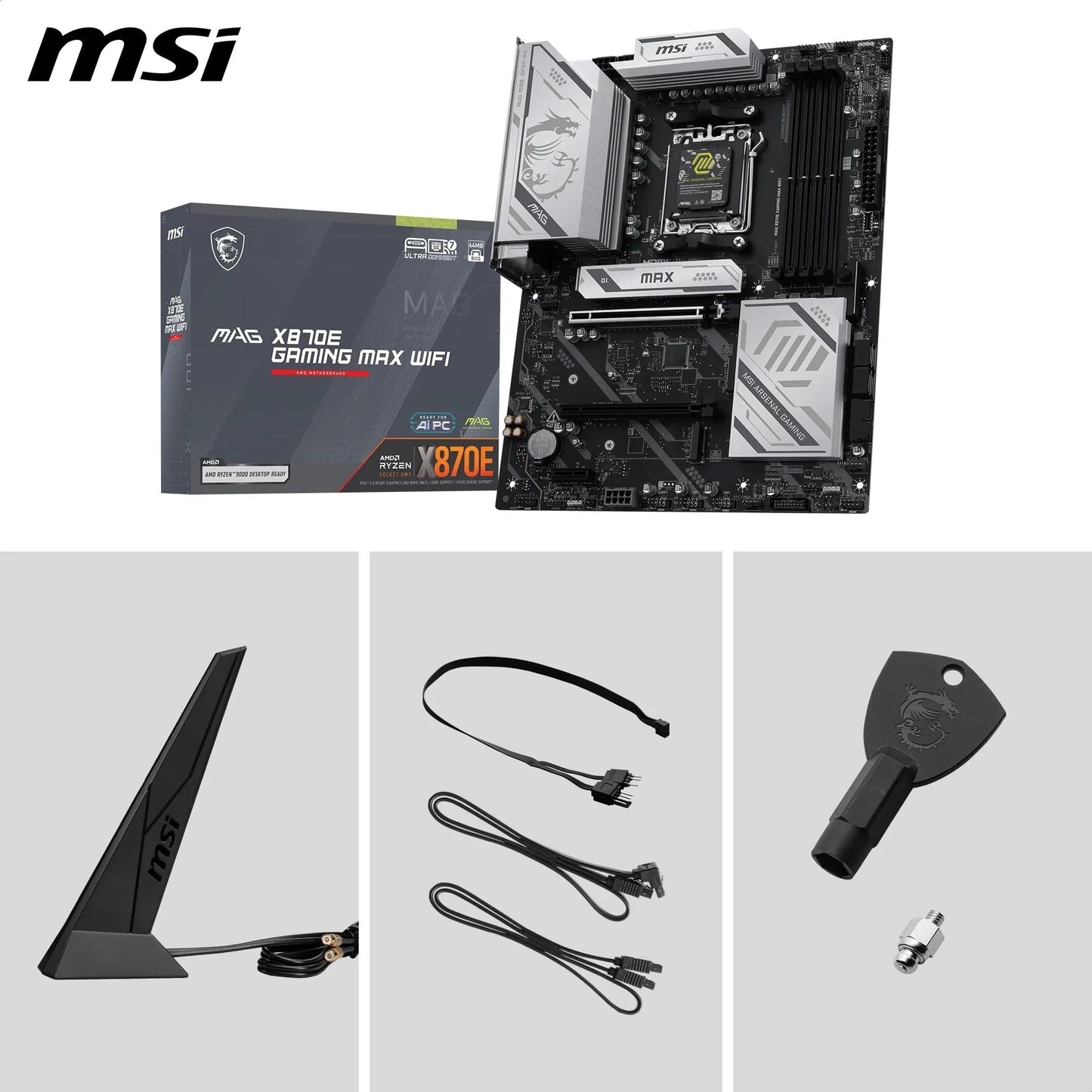 MSI MPG X870E Carbon WiFi Gaming Motherboard (AMD Ryzen 9000/8000/7000 Series Processors, AM5, DDR5, PCIe 5.0, M.2 Gen5, SATA 6Gb/s, USB 40Gbps, HDMI, Wi-Fi 7, Bluetooth 5.4, 5Gbps LAN, ATX)
