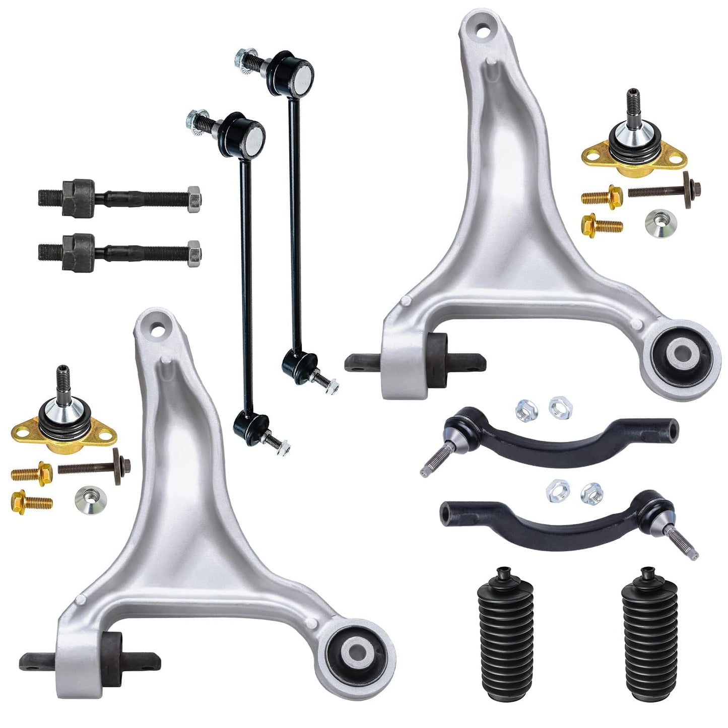 Detroit Axle - 12pc Front End Kit for 07-13 Chevy Silverado 1500 GMC Sierra | Suburban Yukon XL 1500 Tahoe Escalade ESV EXT, 2 Upper Control Arms 2 Sway Bars 4 Tie Rods 2 Lower Ball Joints 2 Boots