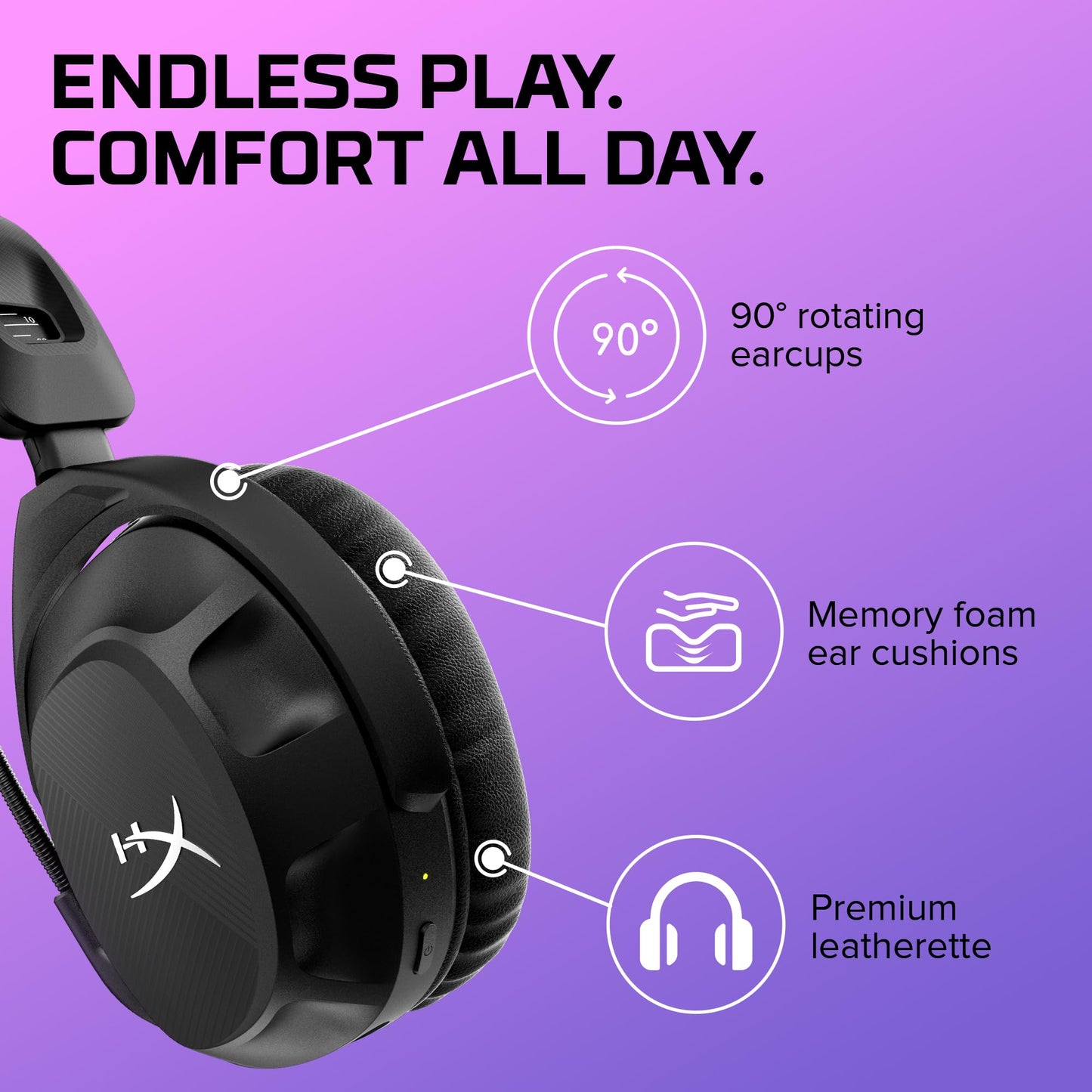 HyperX Cloud Stinger 2 – Gaming Headset, DTS Headphone:X Spatial Audio, Lightweight Over-Ear Headset with mic, Swivel-to-Mute Function, 50mm Drivers, PC Compatible, Black