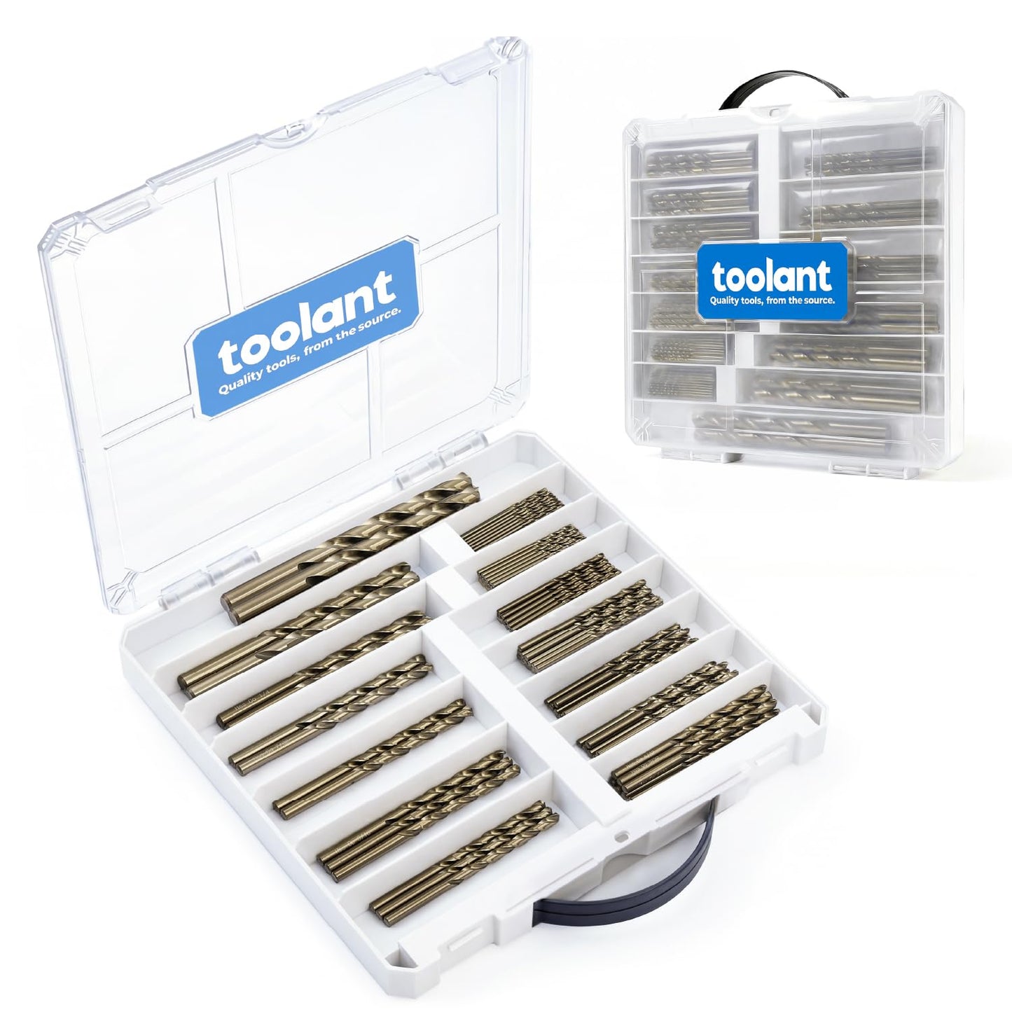toolant Metric 19Pcs M35 Cobalt Drill Bit Set for Hardened Metal, Stainless Steel, Plastics, Wood, HSS Titanium Twist Jobber Metal Drill Bits Bulk 1mm-10mm, with Plastic Index Storage Case