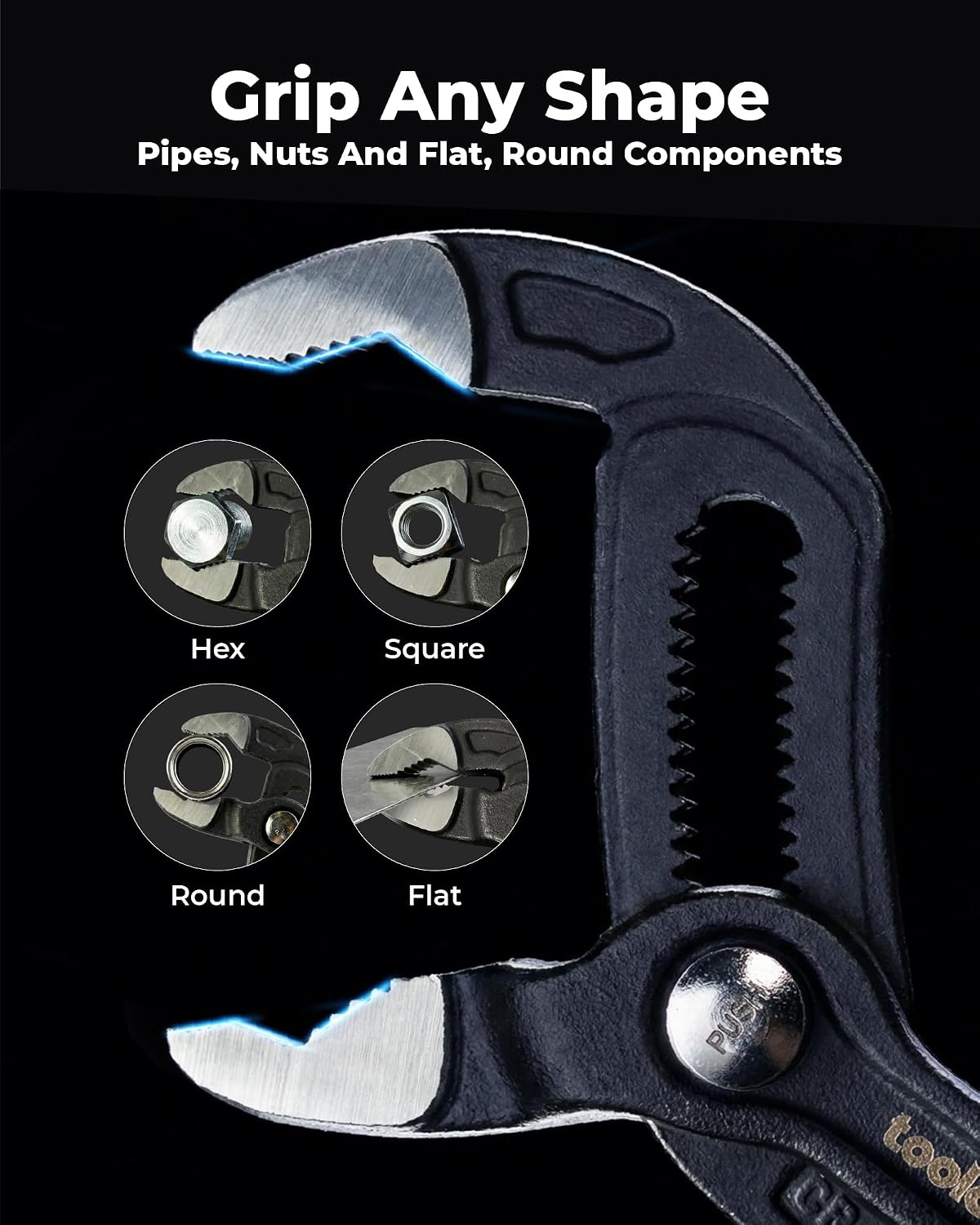 toolant Water Pump Pliers, 7 inch Groove Joint Pliers, Quick Release Tongue and Groove Pliers with 18-Position Adjustment, V-Jaw Design with Comfort Grips