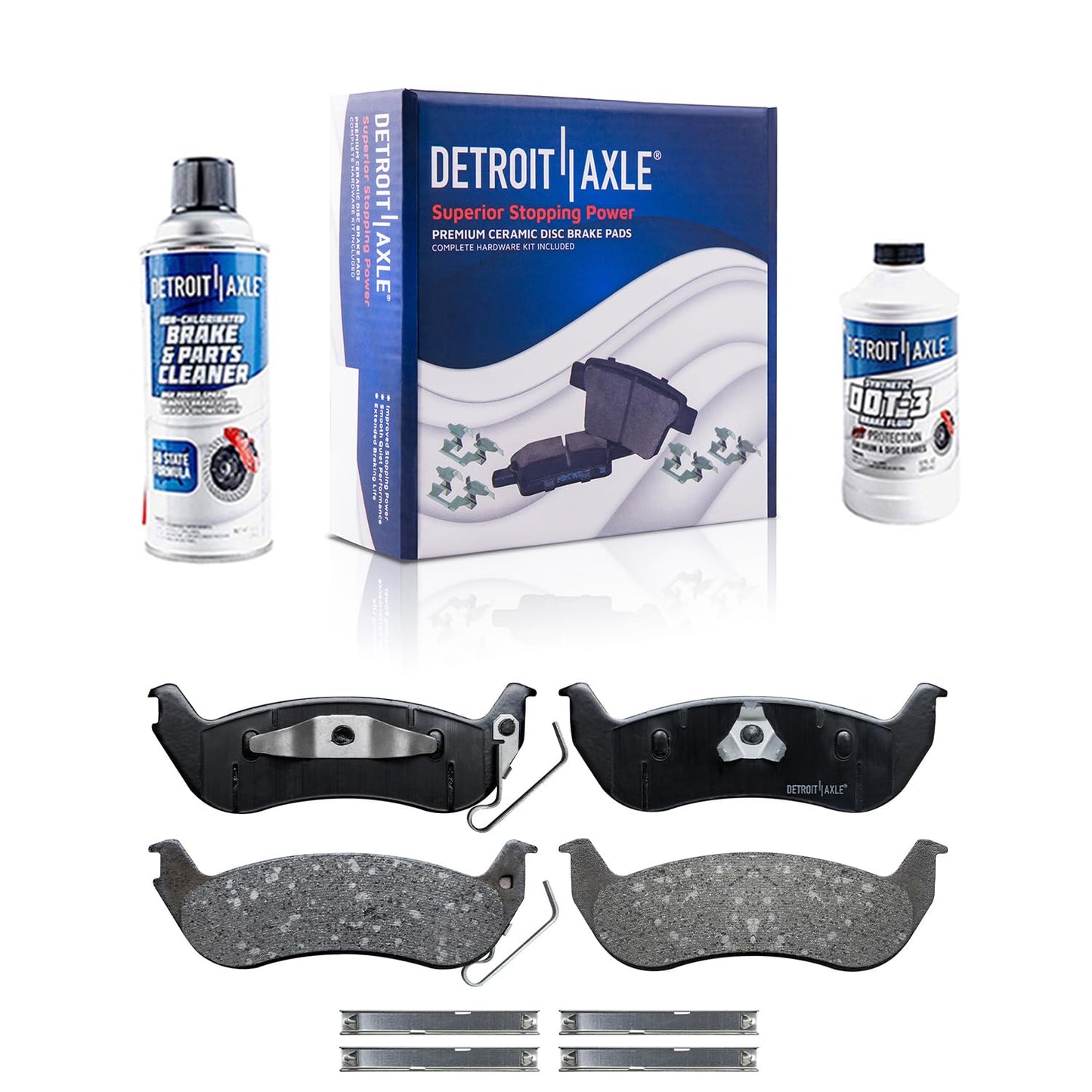 Detroit Axle - Rear Brake Pads for 2019-2024 Chevy Silverado 1500 GMC Sierra 1500, 2021-2024 Tahoe Suburban Yukon XL Cadillac Escalade ESV, Canyon LYRIQ Colorado, Ceramic Brake Pads with Hardware