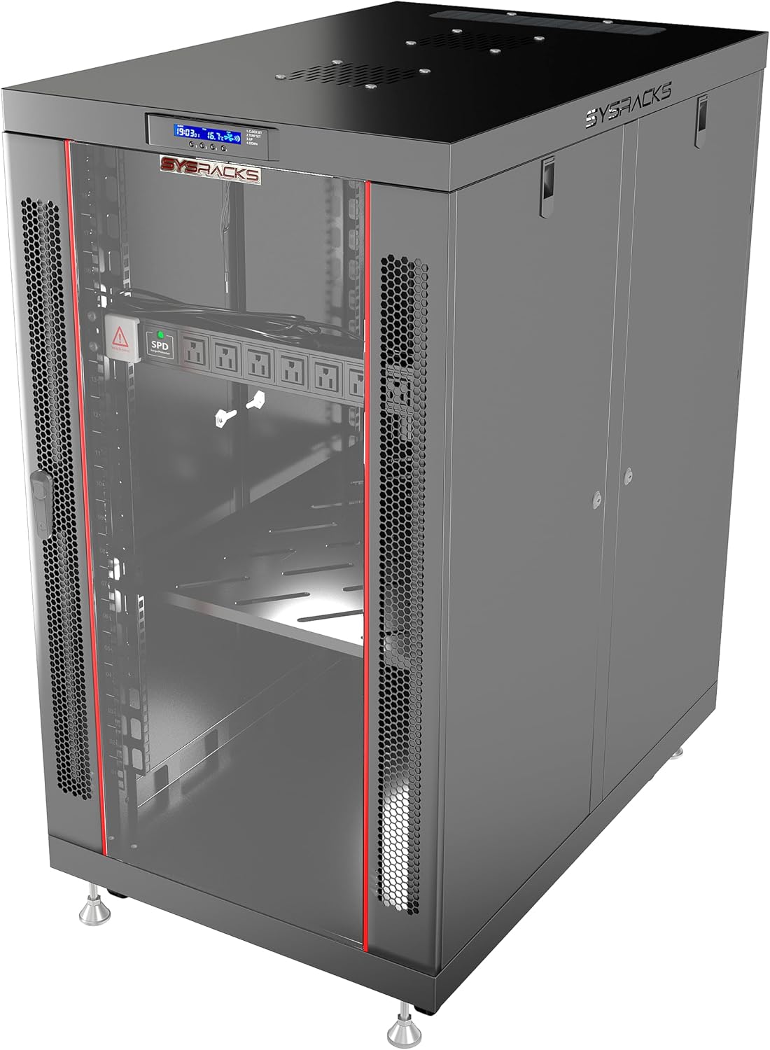19" Server Rack Cabinet 18U – 35" Deep Network Cabinet Enclosure with Glass Door, Locking Panels, Cooling Fans, PDU & Shelf, IT Rack for Servers, Switches, AV Equipment