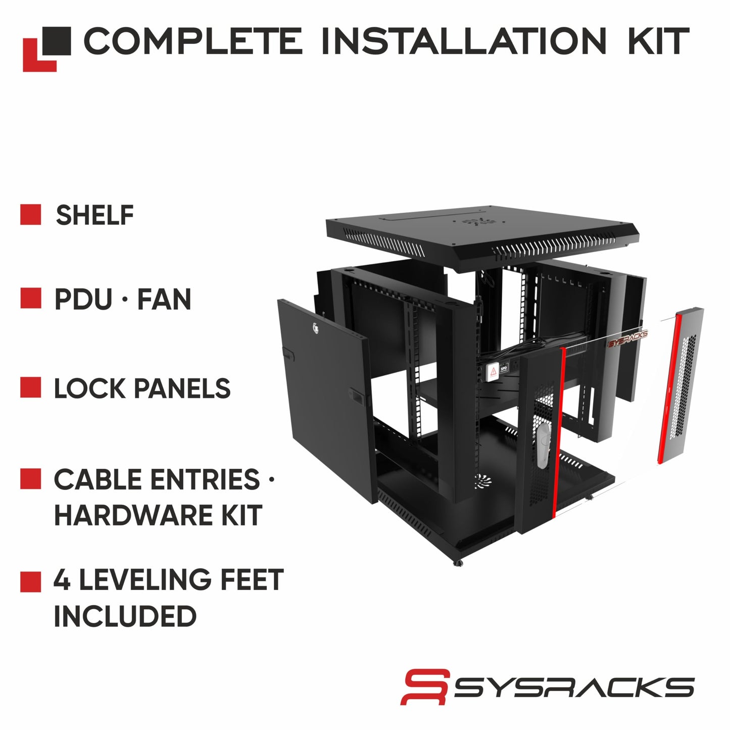 9U Wall Mount Server Rack Cabinet – 19" Network Rack Enclosure, 18" Deep Data Rack Cabinet with Fan, PDU & Shelf for IT Equipment, Switches and Patch Panel