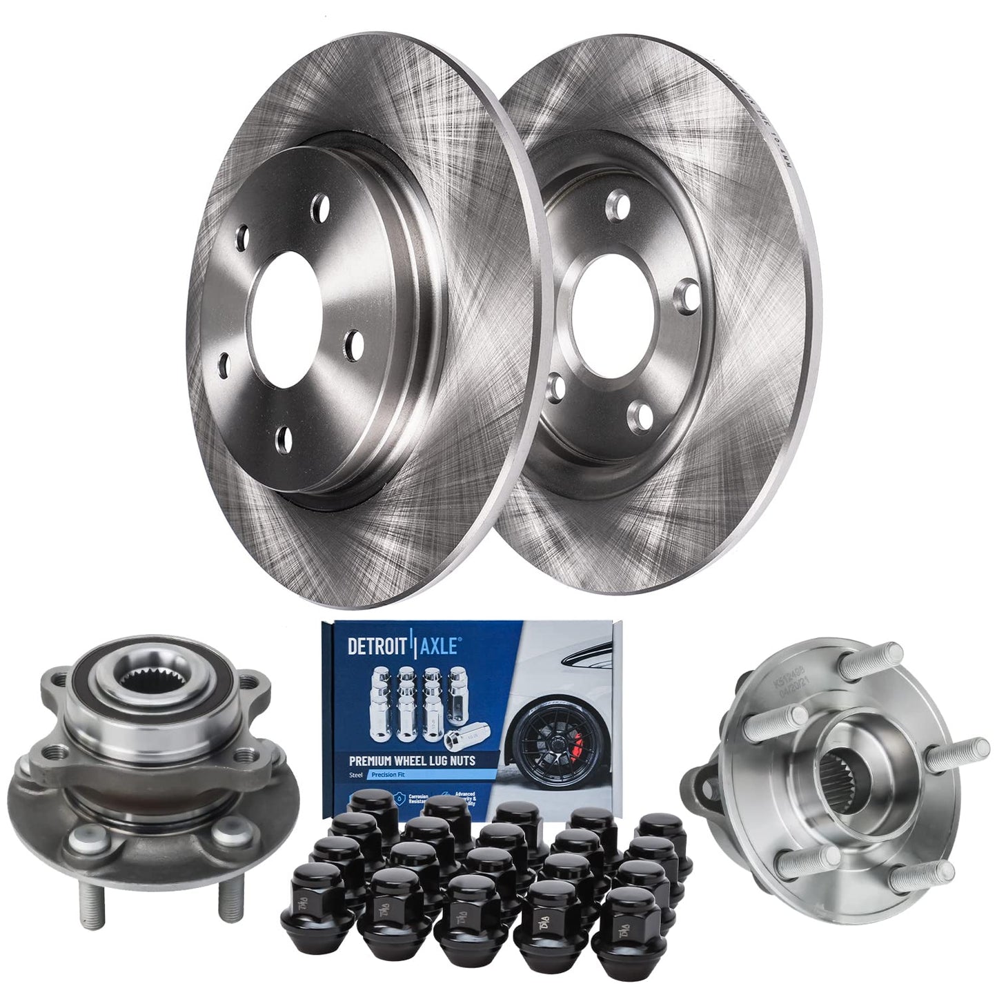 Detroit Axle - Brake Kit for 14-20 Nissan Rogue, 17-22 Rogue Sport, Front and Rear Disc Brake Rotors Ceramic Brake Pads 2018 2019 Replacement