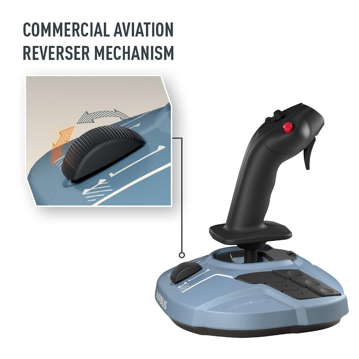 Thrustmaster TCA Sidestick Airbus Edition Flight Sim Joystick - PC | A320 1:1 replica, drift-free magnetic sensor, 17 mappable action buttons, built-in throttle, thrust reverser, Hall sensor