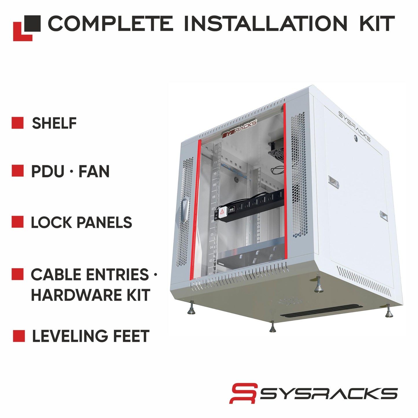 18U Wall Mount Server Rack Cabinet 24” Deep, 19” Network & AV Enclosure for Home Lab with Fan, PDU, 2 Shelves, Locking Glass Door