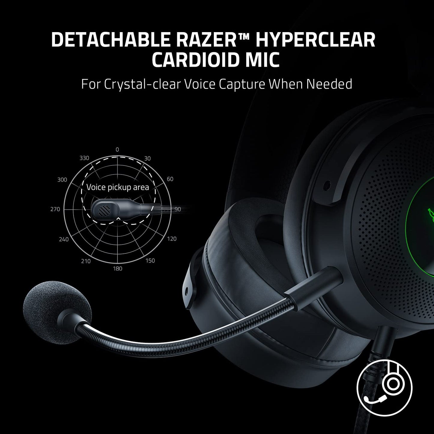 Razer Kraken V3 X Wired USB Gaming Headset: Lightweight Build - Triforce 40mm Drivers - HyperClear Cardioid Mic - 7.1 Surround Sound - Chroma RGB Lighting - Black