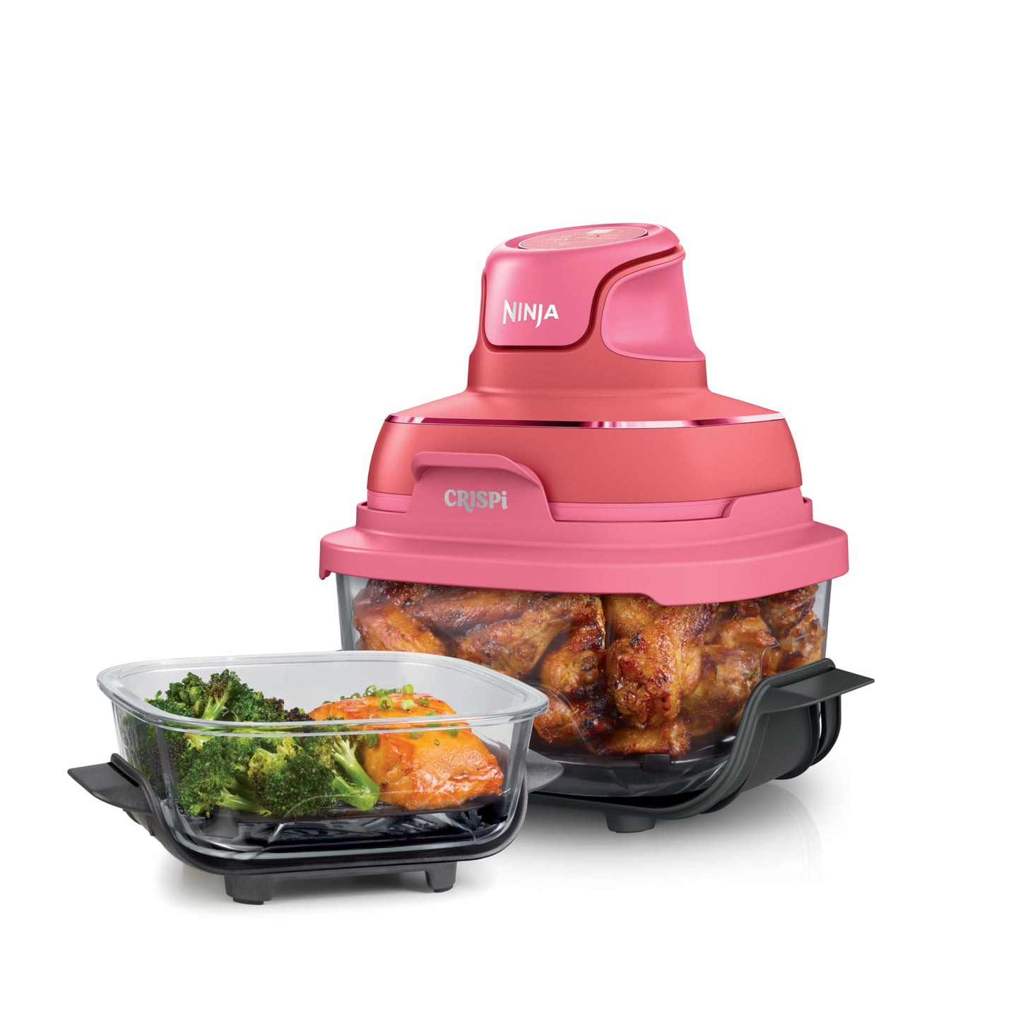 Ninja Crispi 4-in-1 Glass Air Fryer | With Non-Toxic 4QT & 6-Cup Glass Containers & Lids | Microwave, Freezer, Dishwasher Safe | 450°F Max Temp |1500 Watt | Stone | FN101ST