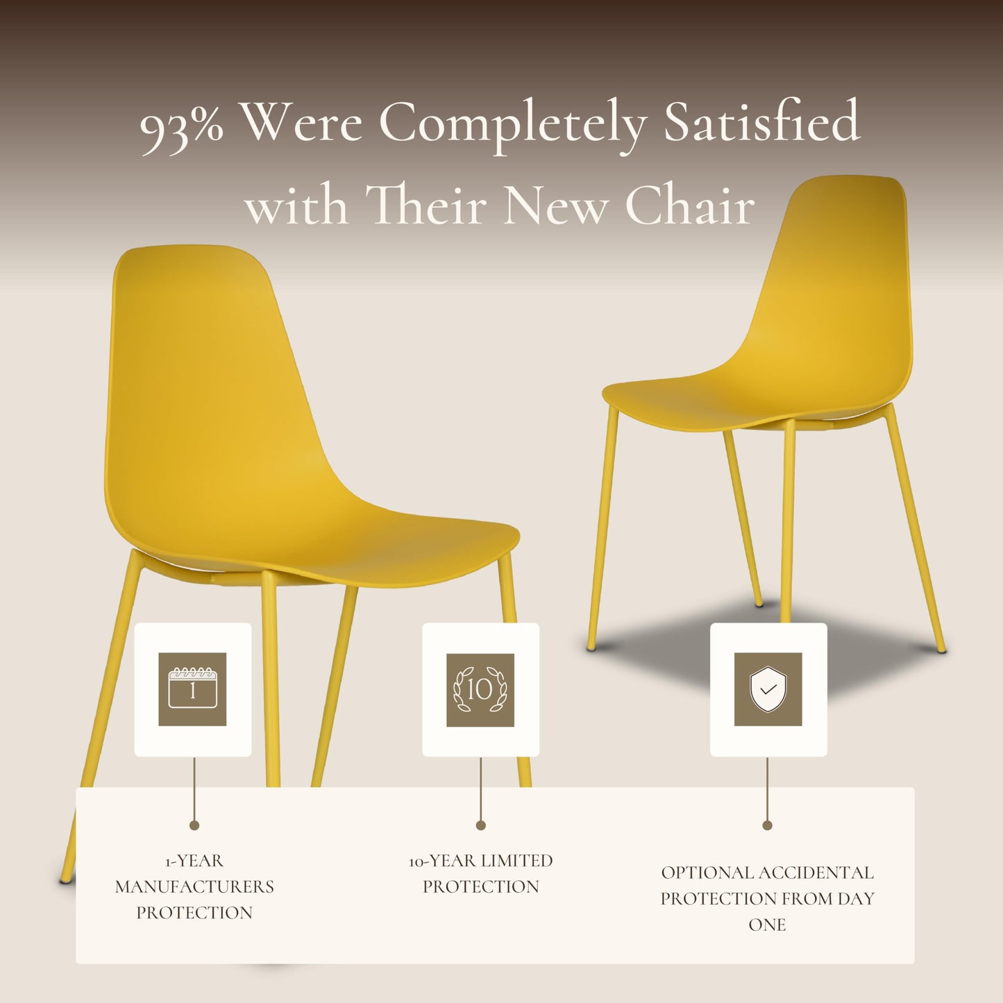 POLY & BARK Isla Modern Dining Chairs Set of 4 – Mid Century Modern Plastic Dining Chair with Metal Legs – Kitchen & Dining Room Chairs – Indoor/Outdoor – White