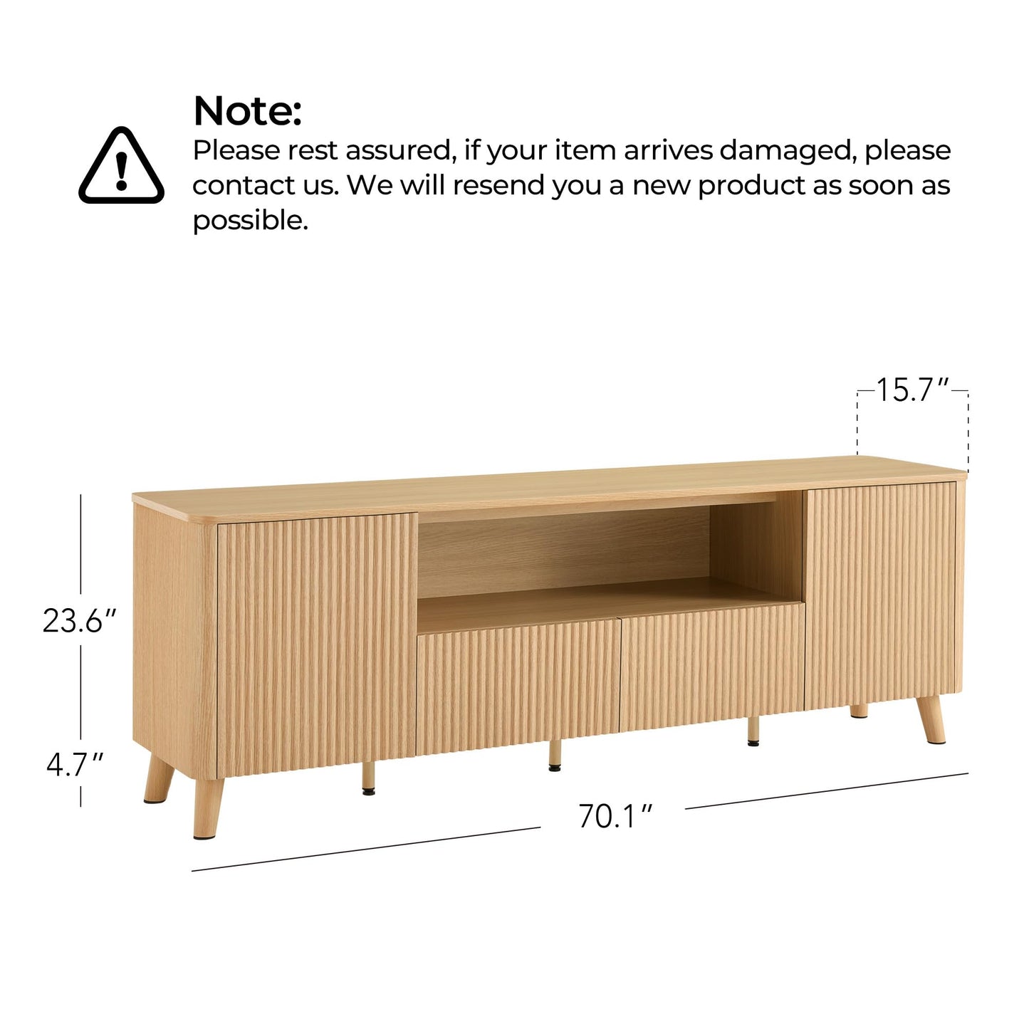 CHITA TV Stands for Living Room, Mid Century Modern TV Stand for 80 inch TV with Storage, Drawers, Adjustable Shelves, Walnut