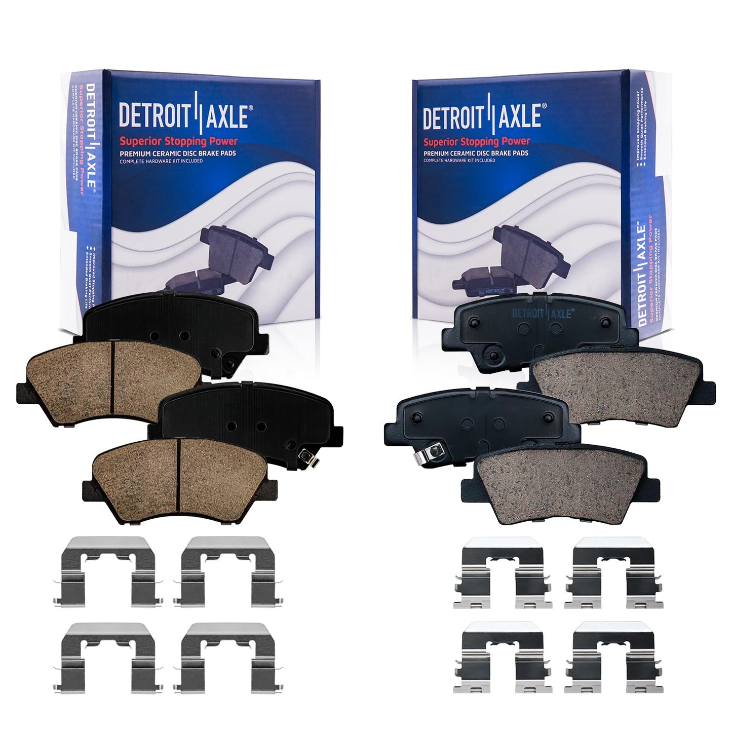 Detroit Axle - Front Brake Kit for 2012-2022 Ford F-250 Super Duty, 2013-2022 Ford F-350 Super Duty, 14.29" inch Drilled and Slotted Disc Brake Rotors Ceramic Brakes Pads Replacement