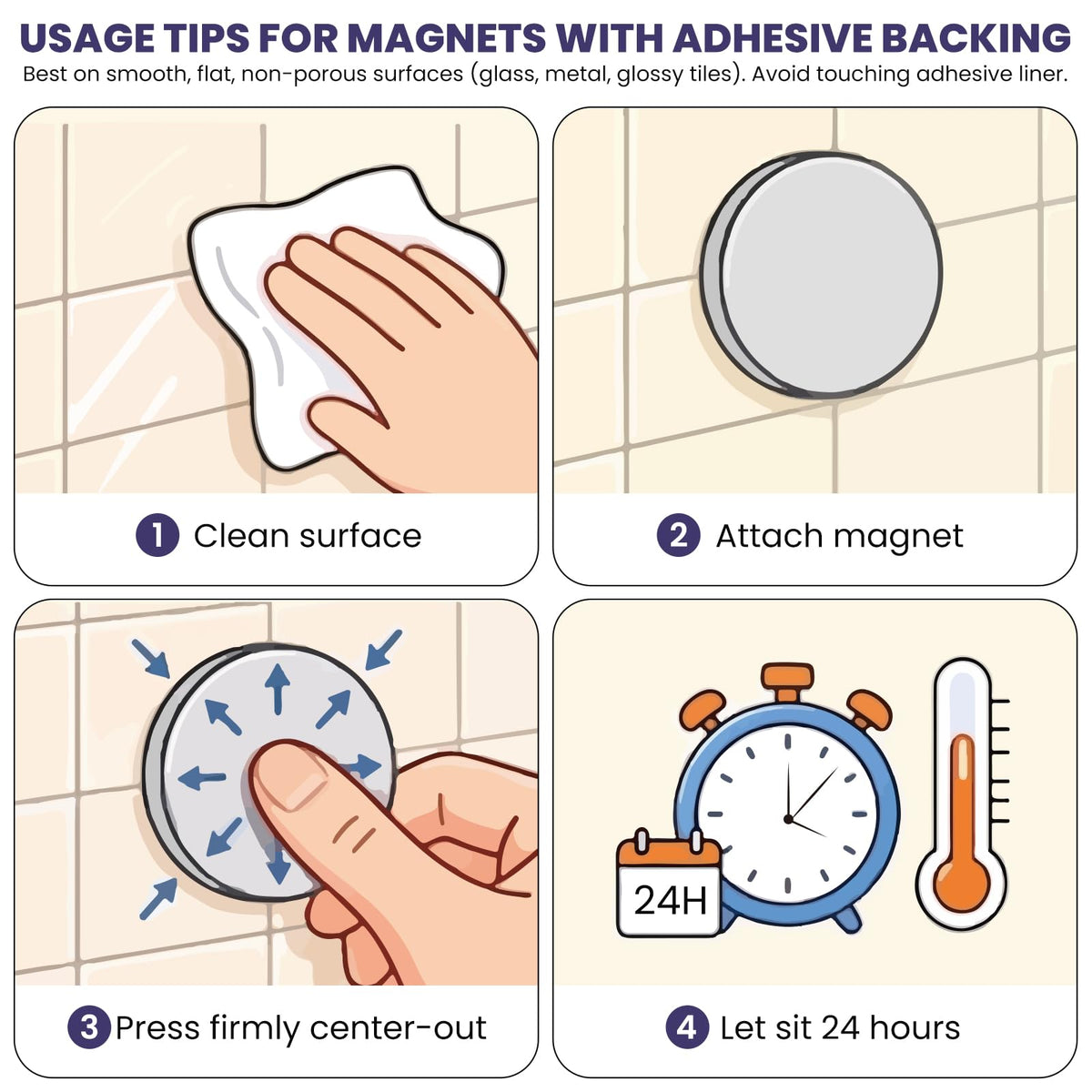 E BAVITE 100 Pack Strong Magnets with Adhesive Backing Powerful