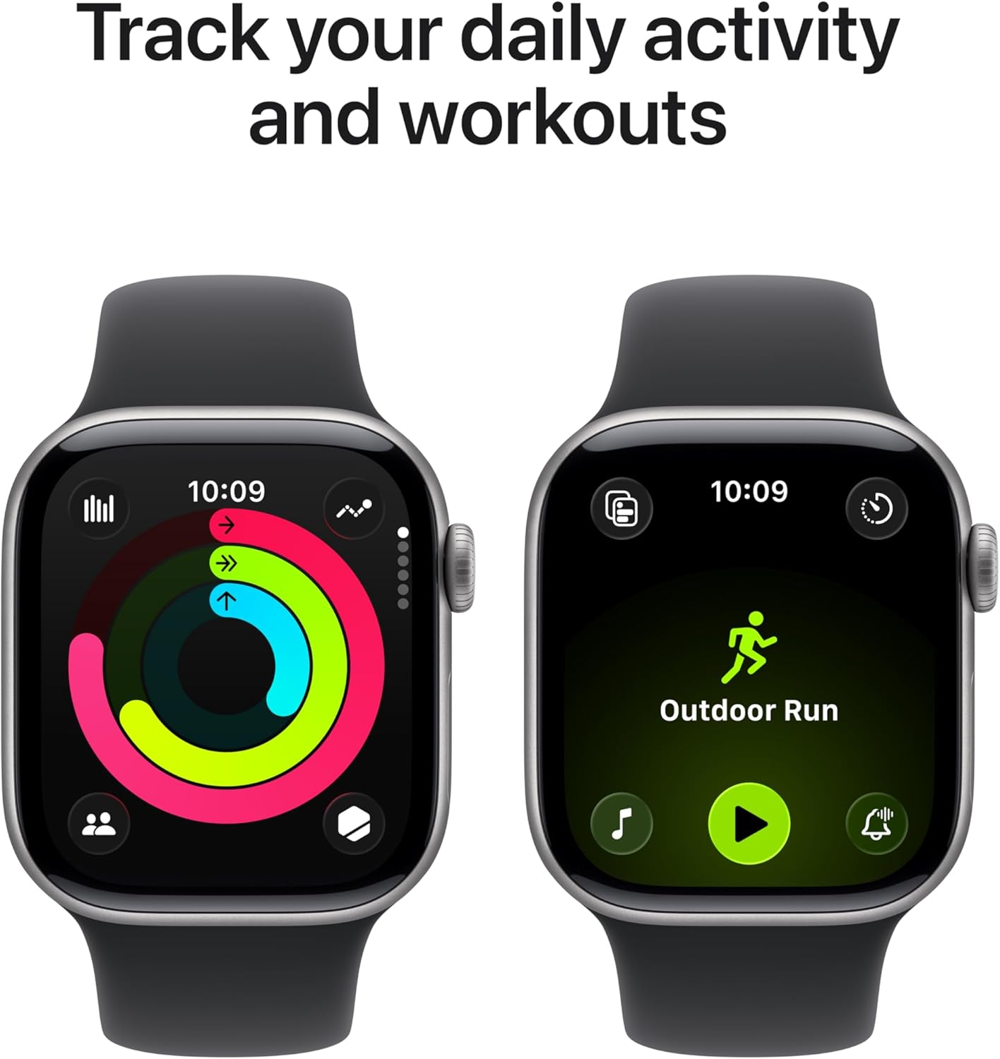 Apple Watch Series 11 [GPS 42mm] Smartwatch with Space Grey Aluminum Case with Black Sport Band - M/L. Sleep Score, Fitness Tracker, Health Monitoring, Always-On Display, Water Resistant