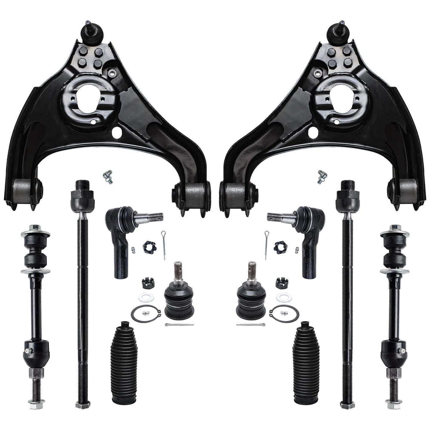 Detroit Axle - 12pc Front End Kit for 07-13 Chevy Silverado 1500 GMC Sierra | Suburban Yukon XL 1500 Tahoe Escalade ESV EXT, 2 Upper Control Arms 2 Sway Bars 4 Tie Rods 2 Lower Ball Joints 2 Boots