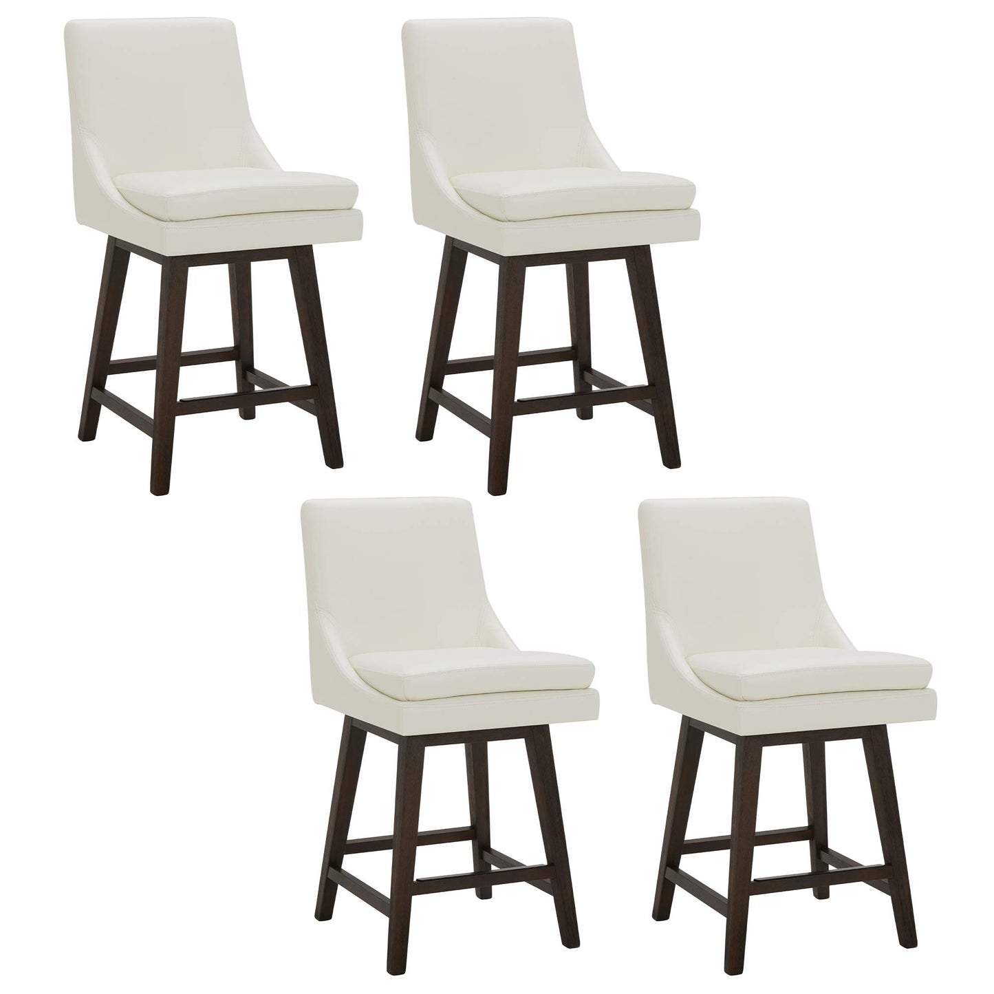 CHITA Bar Height Swivel Barstool with Back Set of 2, FSC Certified Upholstered Bar Stool, 30.7" H Seat Height, Fabric in Ivory