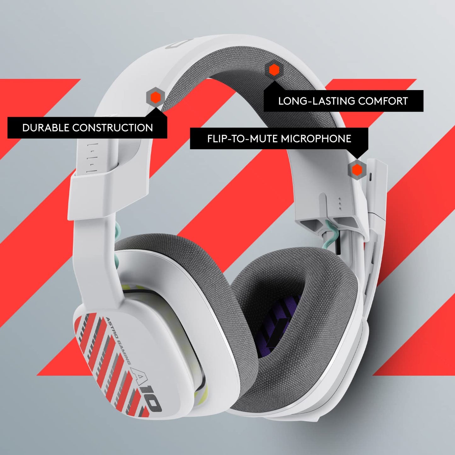 Logitech G Astro A10 Gen 2 Cross-Platform Wired Gaming Headset - Grey | 3.5mm Headphone Jack, 32mm Drivers, Flip-to-Mute Mic, Over-Ear Cup Design