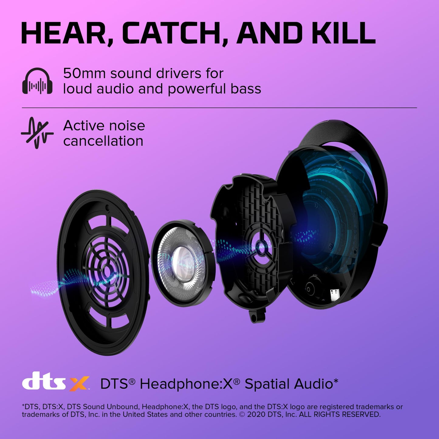HyperX Cloud Stinger 2 – Gaming Headset, DTS Headphone:X Spatial Audio, Lightweight Over-Ear Headset with mic, Swivel-to-Mute Function, 50mm Drivers, PC Compatible, Black