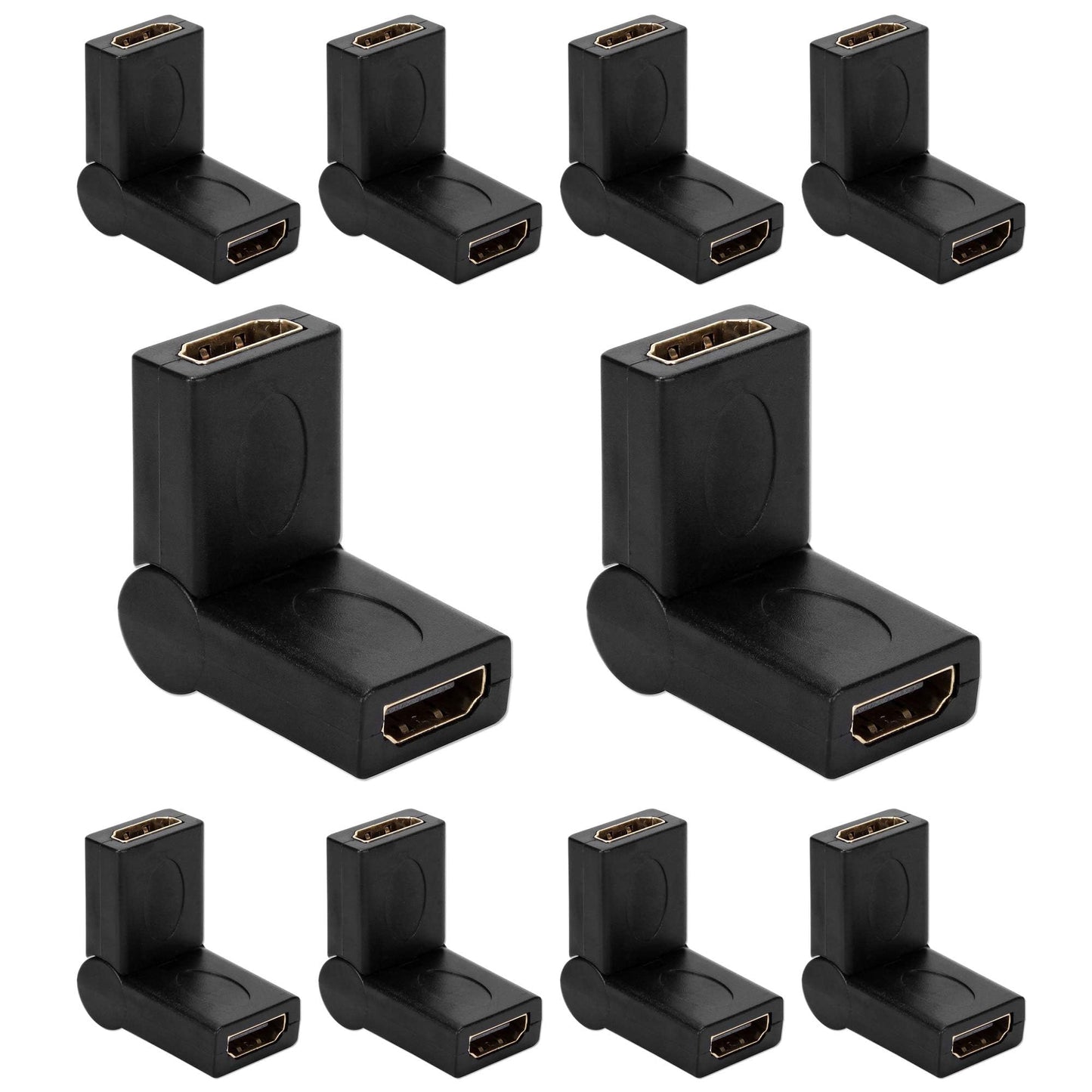 Cmple 10 Pack Micro HDMI Male to HDMI Female Adapter, Gold Plated, Compact Size